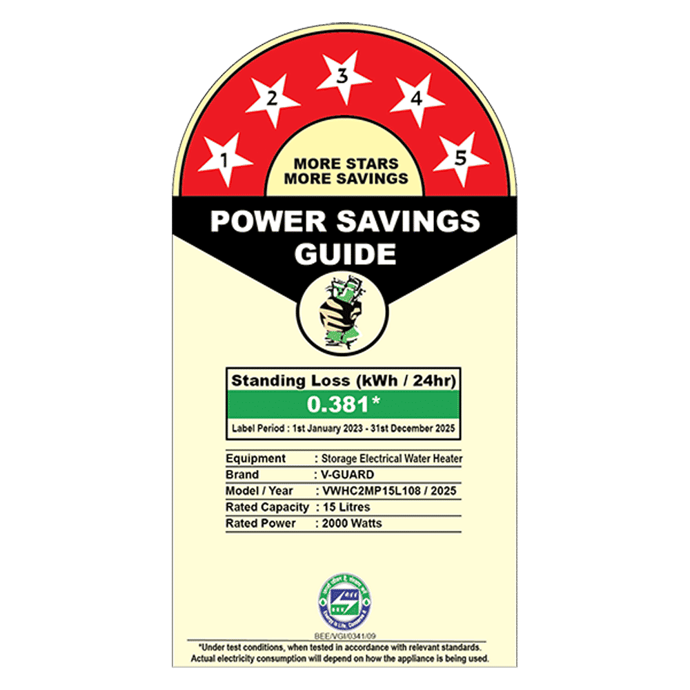 V-GUARD LUXECUBE ELITE 15 Litre 5 Star Vertical Storage Water Geyser with Advanced Thermocline Technology (White)_5