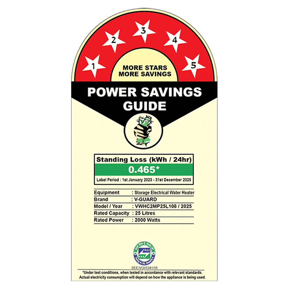 V-GUARD LUXECUBE ELITE 25 Litre 5 Star Vertical Storage Water Geyser with Advanced Thermocline Technology (White)_5