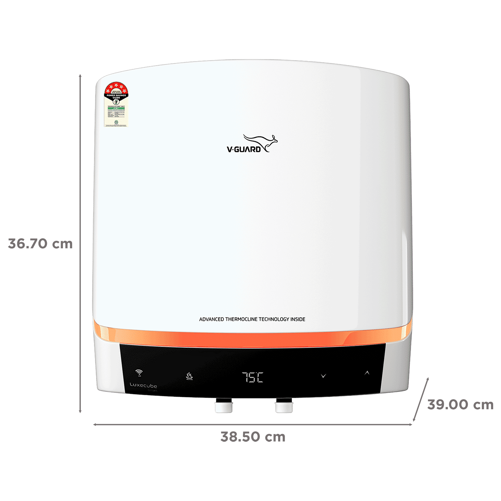 V-GUARD LUXECUBE SMART 15 Litre 5 Star Vertical Smart Geyser with Alexa & Google Assistant Compatibilty (White)_2