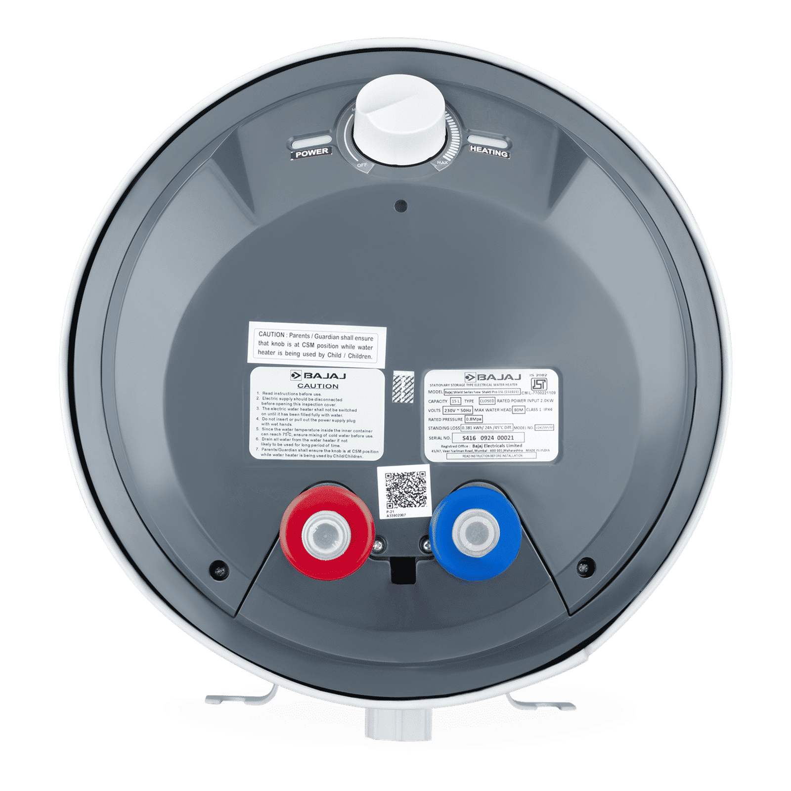 BAJAJ Shield New Shakti Pro 15 Litre Vertical Storage Geyser with Swirlflow Technology (White)_5