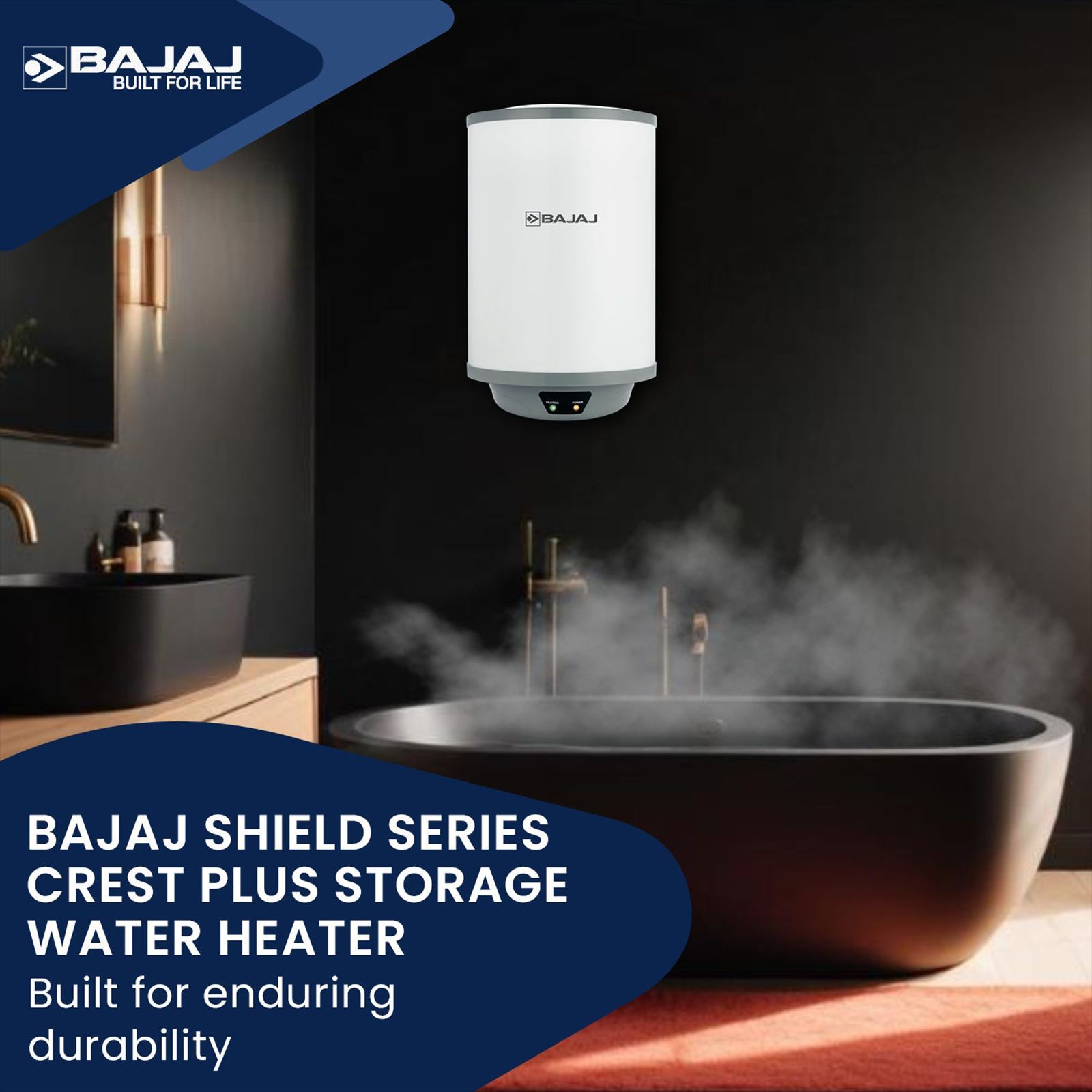 BAJAJ Shield Crest Plus 10 Litre 5 Star Vertical Storage Geyser with Swirlflow Technology (White & Grey)_7