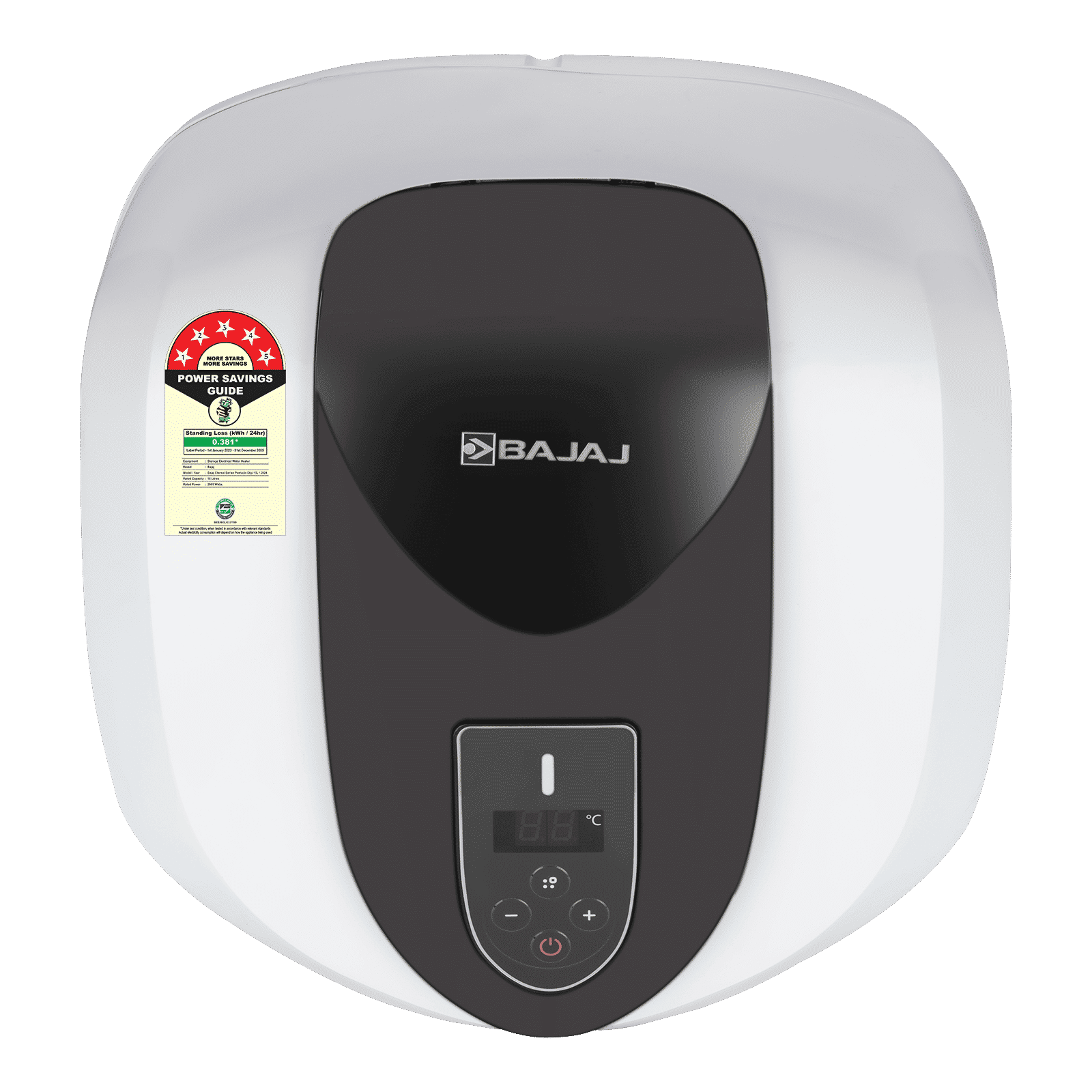 BAJAJ Eternal Pentacle Digi 15 Litre 5 Star Vertical Storage Geyser with Swirlflow Technology (White & Black)_1