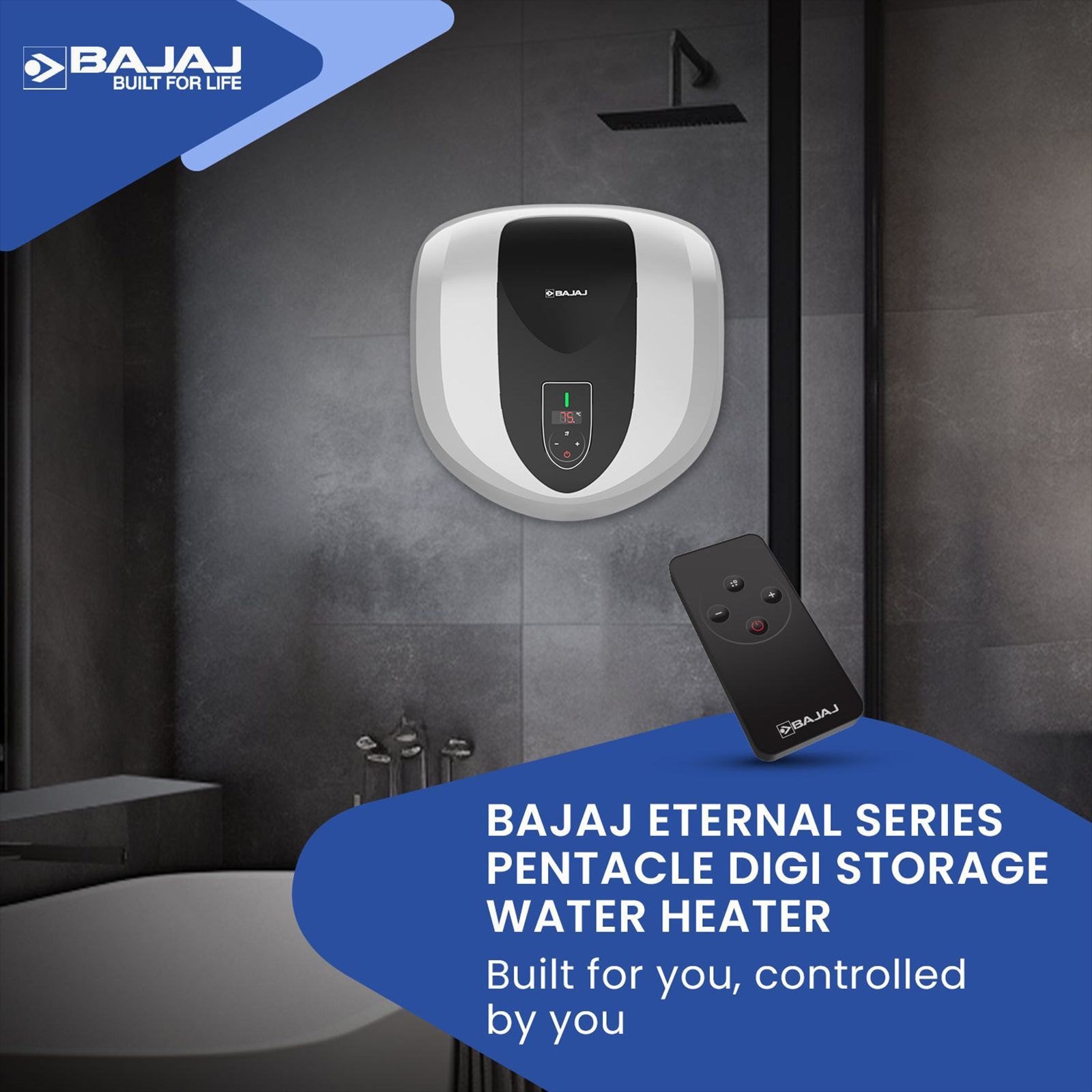 BAJAJ Eternal Pentacle Digi 15 Litre 5 Star Vertical Storage Geyser with Swirlflow Technology (White & Black)_5