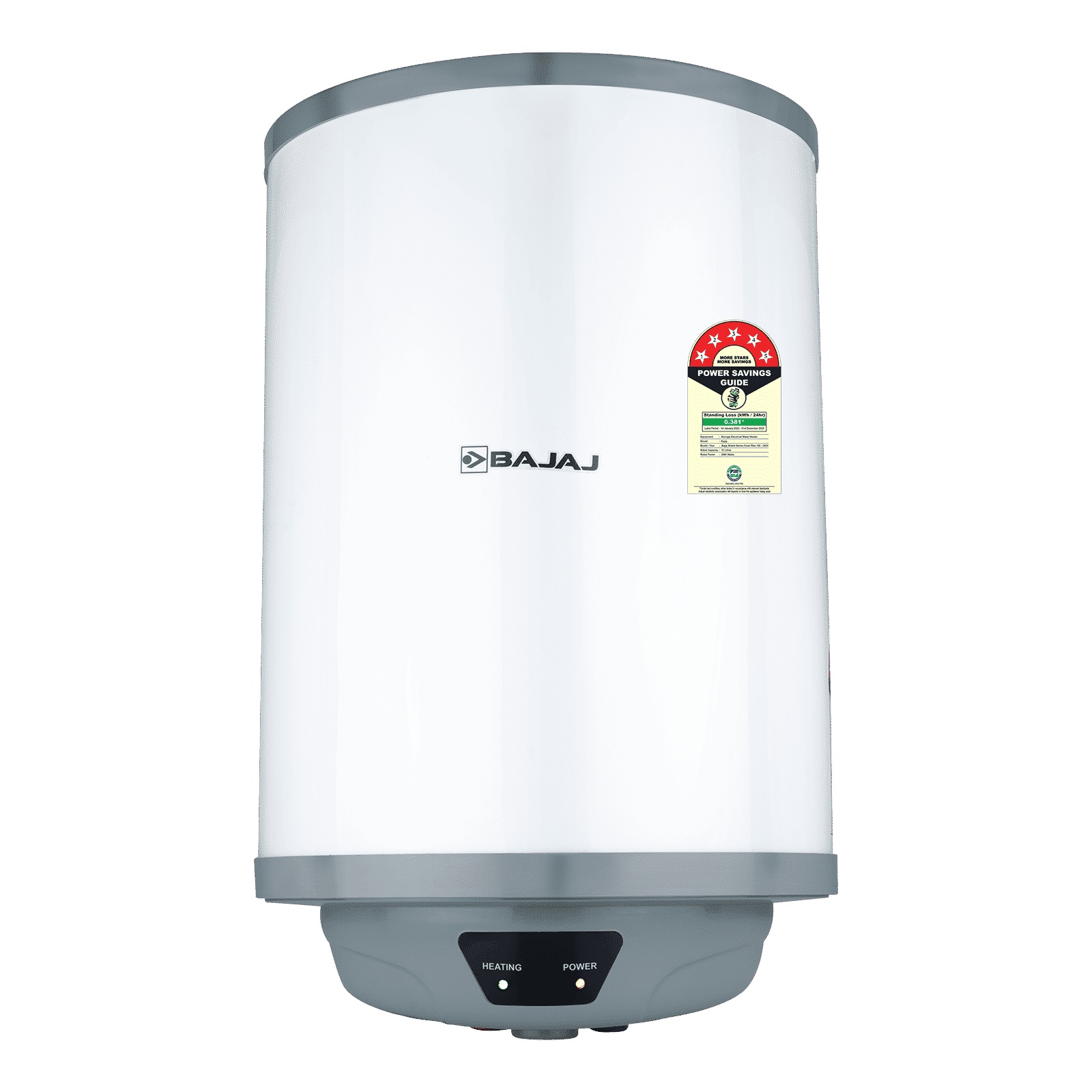 BAJAJ Shield Crest Plus 15 Litre 5 Star Vertical Storage Geyser with Swirlflow Technology (White & Grey) BAJAJ Shield Crest Plus 15 Litre 5 Star Vertical Storage Geyser with Swirlflow Technology (White & Grey)_1