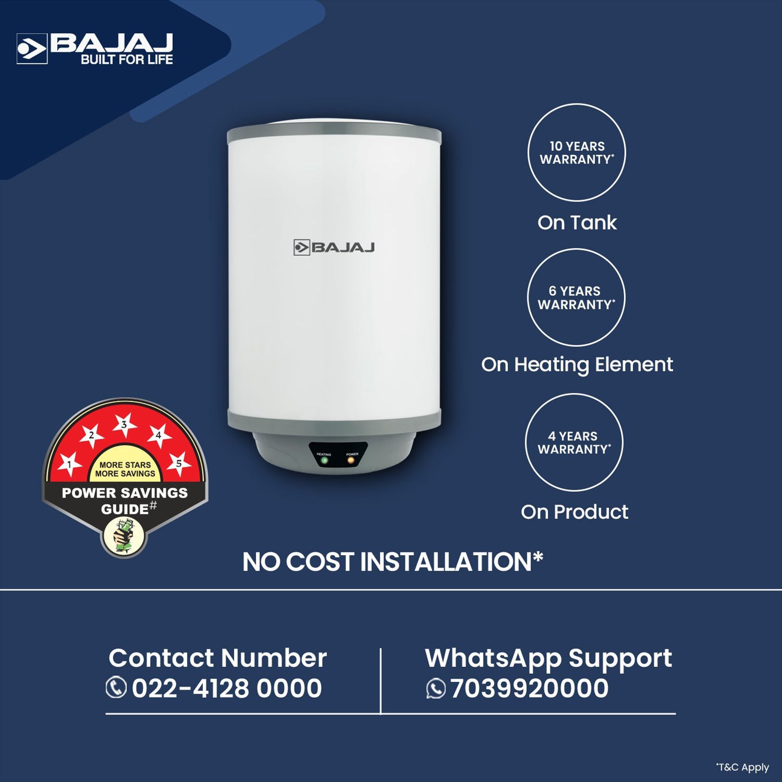 BAJAJ Shield Crest Plus 6 Litre 5 Star Vertical Storage Geyser with Swirlflow Technology (White & Grey)_11