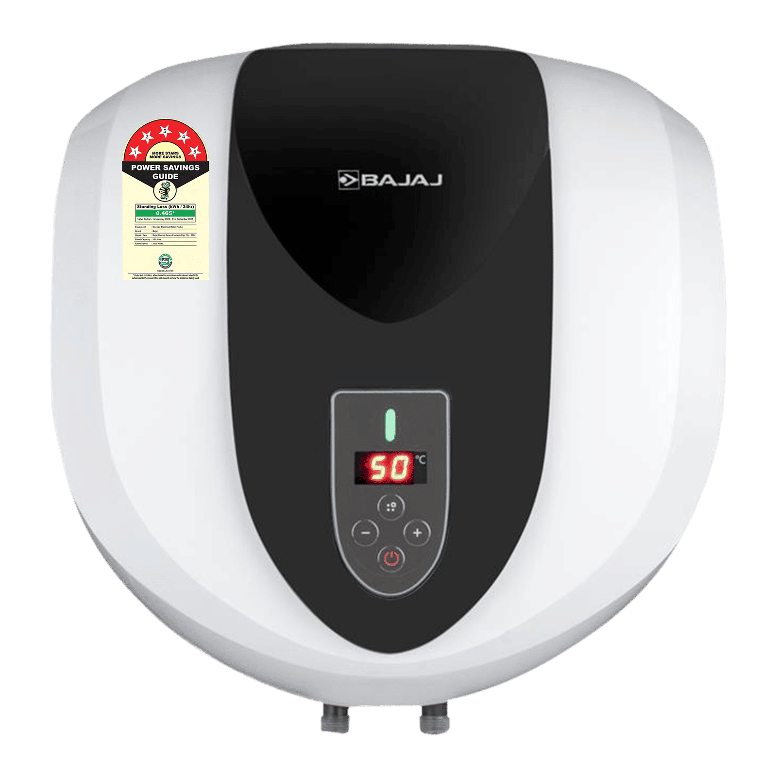 BAJAJ Eternal Pentacle Digi 25 Litre 5 Star Vertical Storage Geyser with Swirlflow Technology (White & Black)_1