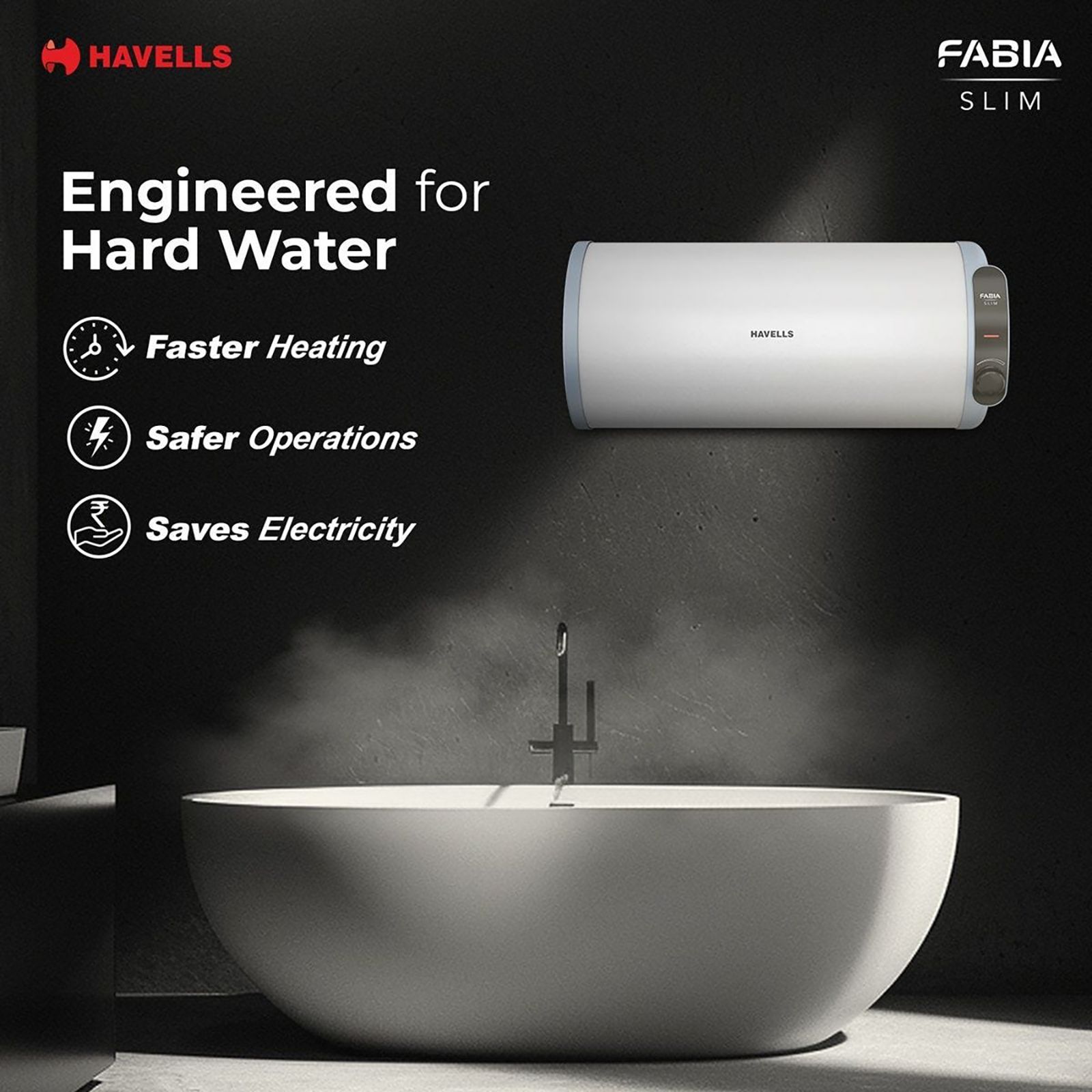 HAVELLS Fabia Slim 25 Litre 3 Star Horizontal Storage Geyser with Whirlflow Technology (White & Blue)_7