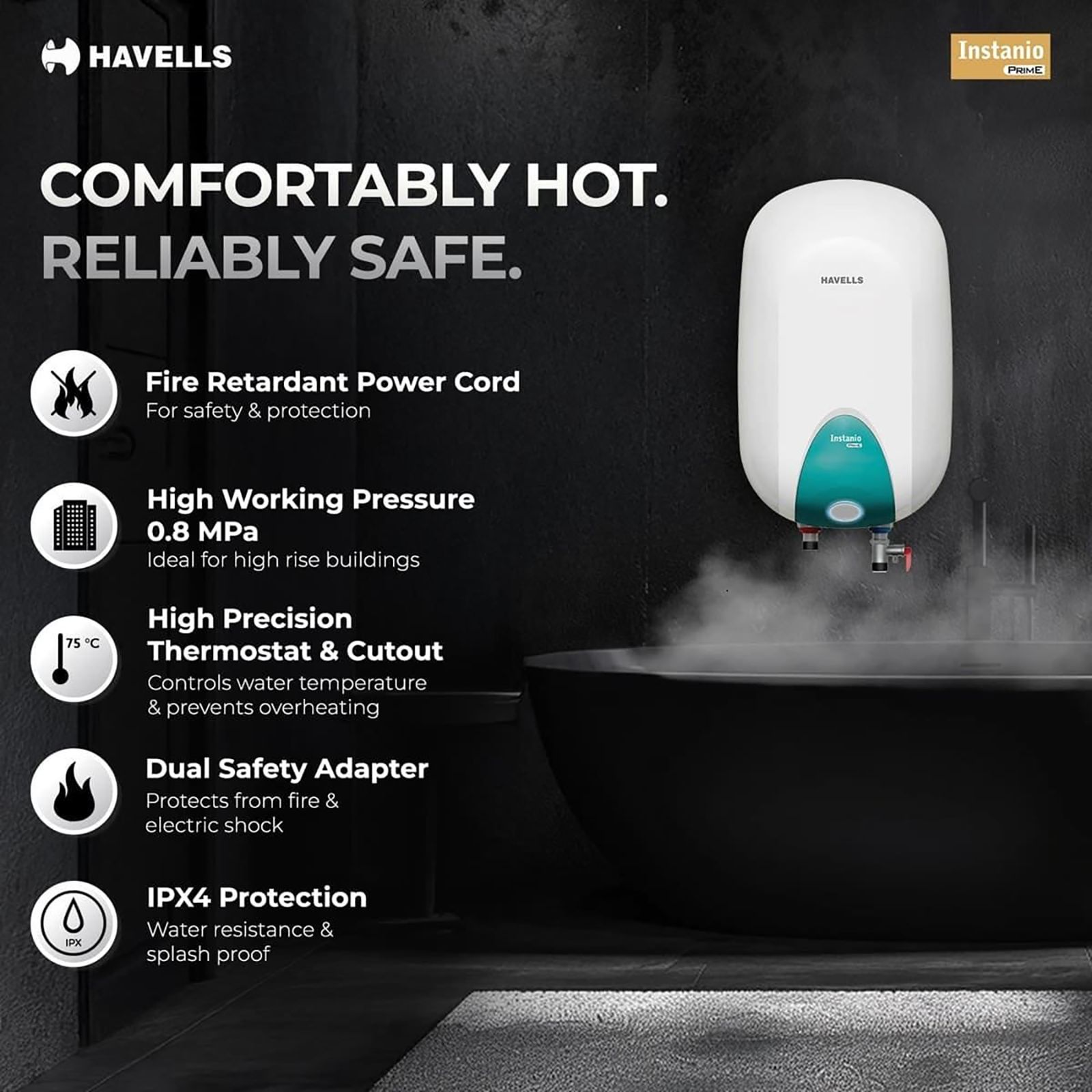 HAVELLS Instanio Prime 3 Litre Vertical Instant Geyser with Feroglas Technology (White & Blue)_14