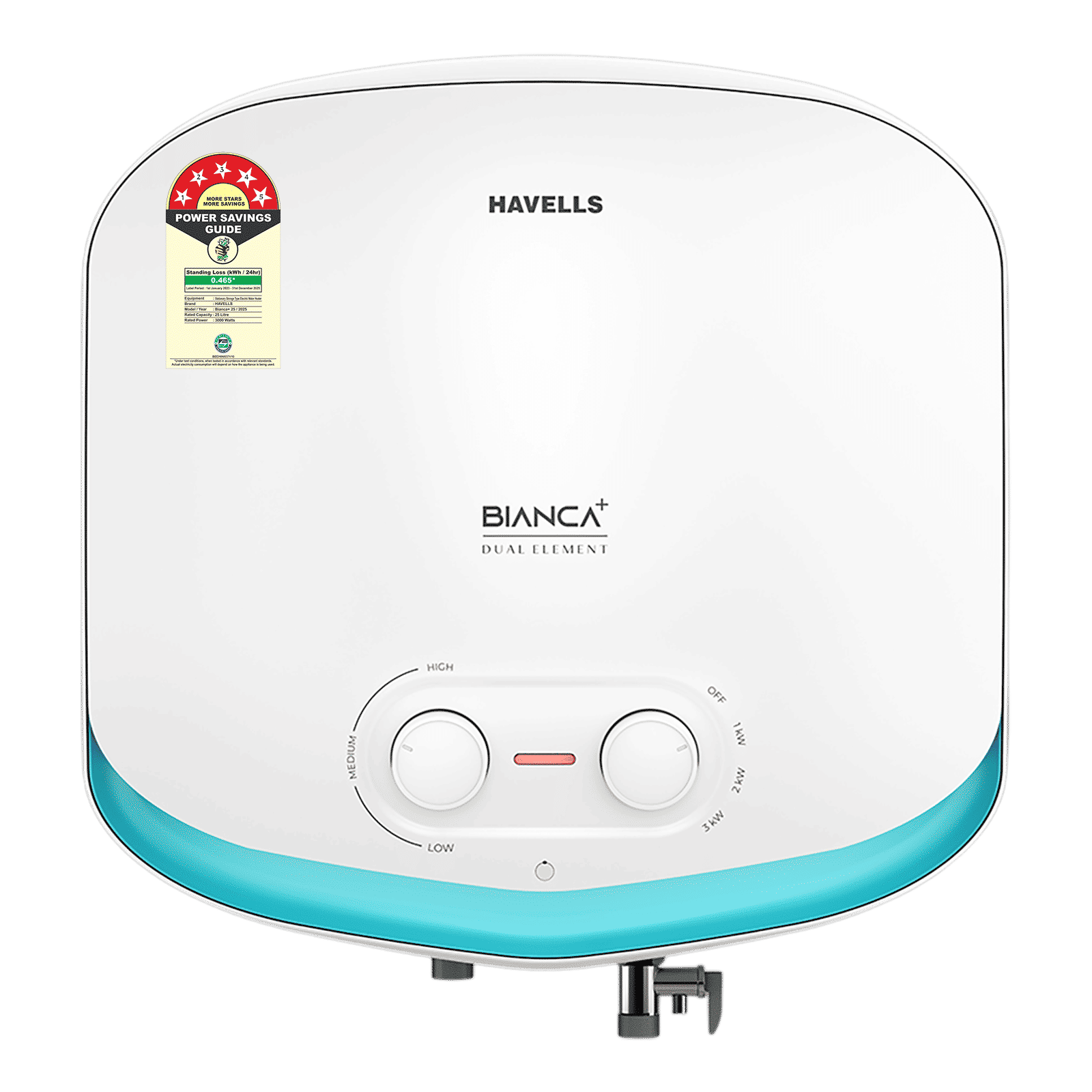 HAVELLS Bianca Plus 25 Litres 5 Star Storage Geyser with Whirlflow Technology (White & Blue)_1