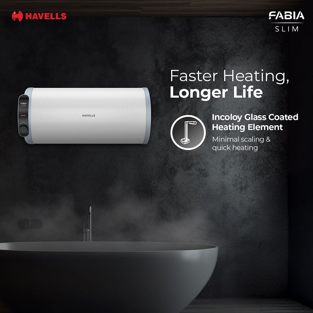 HAVELLS Fabia Slim 10 Litre 4 Star Horizontal Storage Geyser with Whirlflow Technology (White & Blue)_8