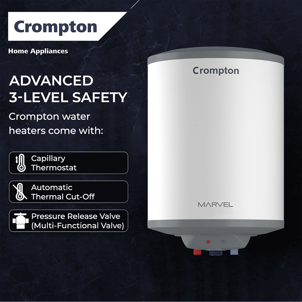 Crompton Marvel 10 Litre Vertical Storage Geyser with Anti-Scale Technology (White)_3