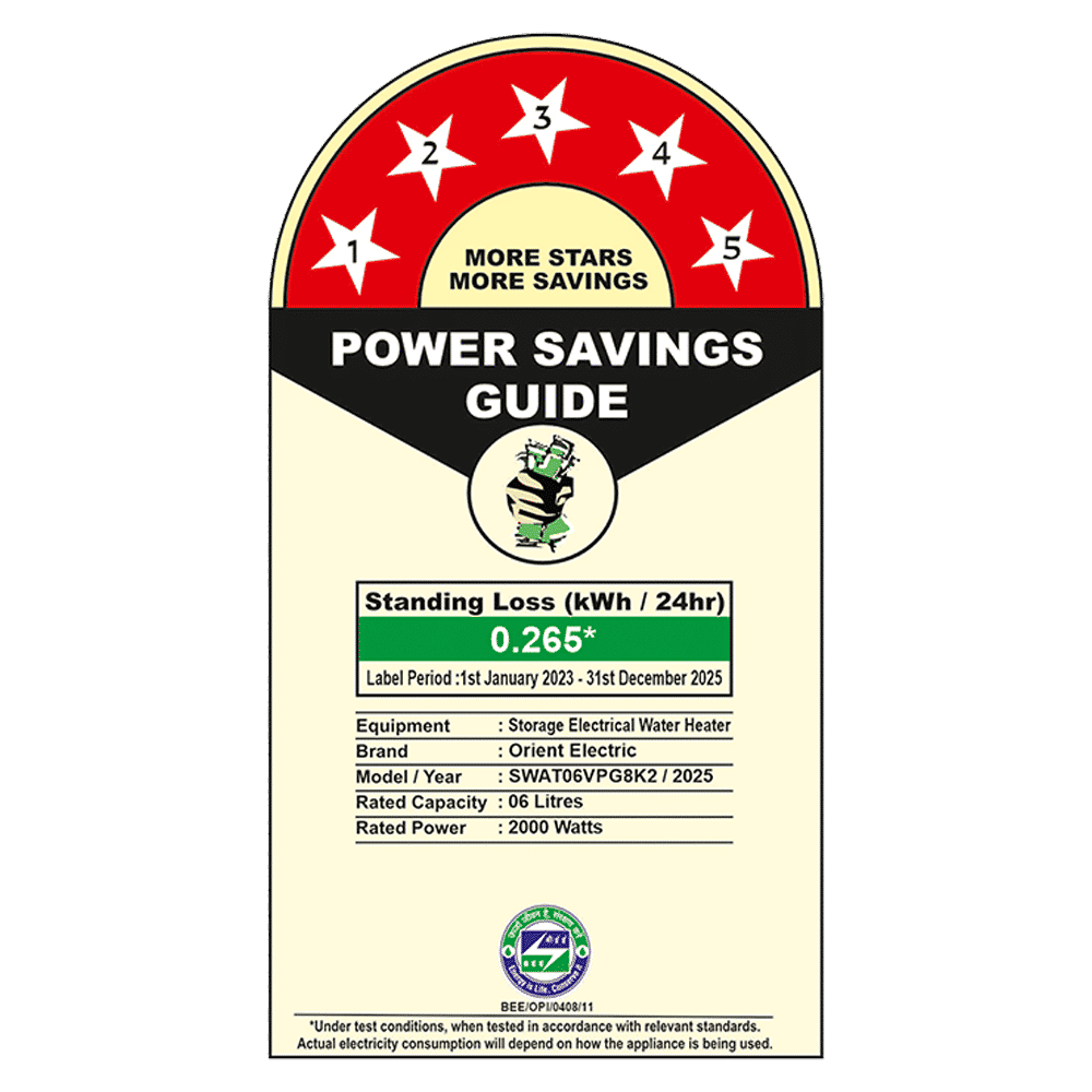 Orient Aquator 6 Litre 5 Star Vertical Storage Geyser with Whirlflow Technology (White)_4