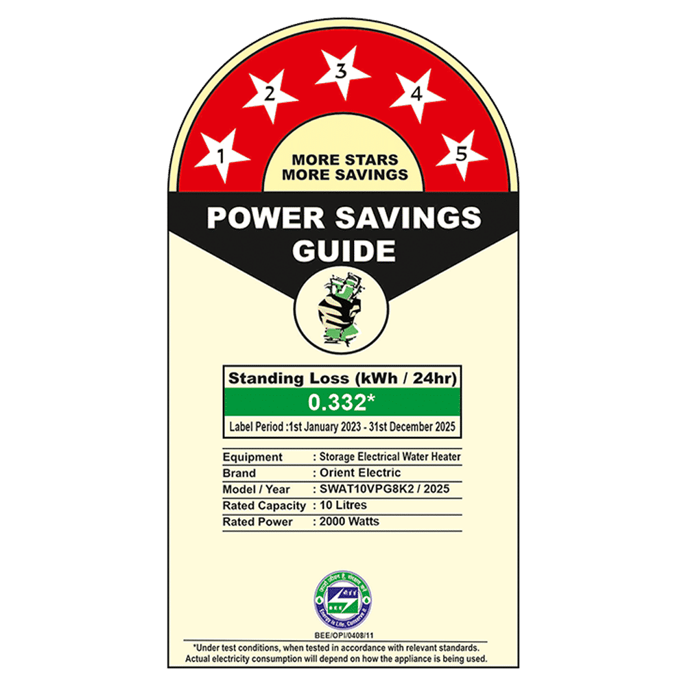 Orient Aquator 10 Litre 5 Star Vertical Storage Geyser with Whirlflow Technology (White)_4