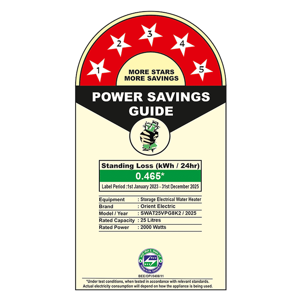 Orient Aquator 25 Litre 5 Star Vertical Storage Geyser with Whirlflow Technology (White)_4