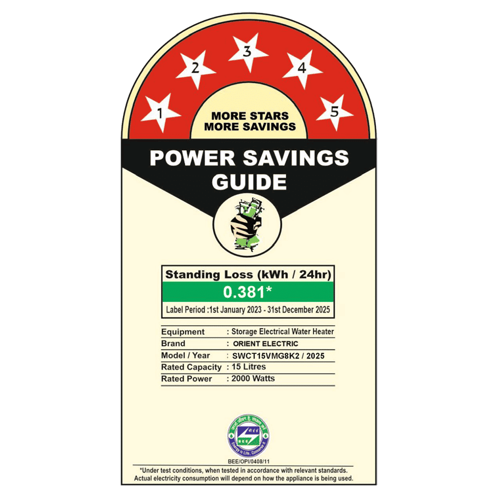 Orient Aquanova 15 Litre 5 Star Vertical Storage Geyser with Whirlflow Technology (White)_2