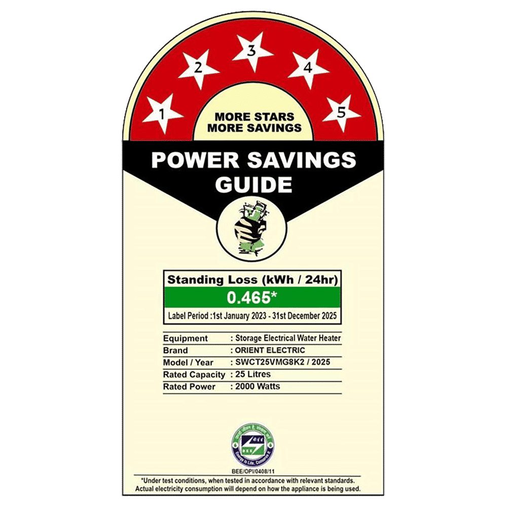 Orient Aquanova 25 Litre 5 Star Vertical Storage Geyser with Whirlflow Technology (White)_2