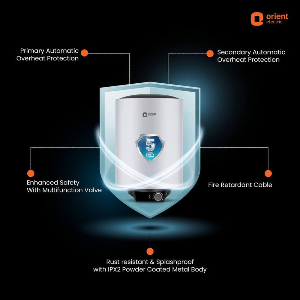 Orient Maverick 6 Litres 5 Star Vertical Storage Geyser with Longer Heat Retention (Grey)_12