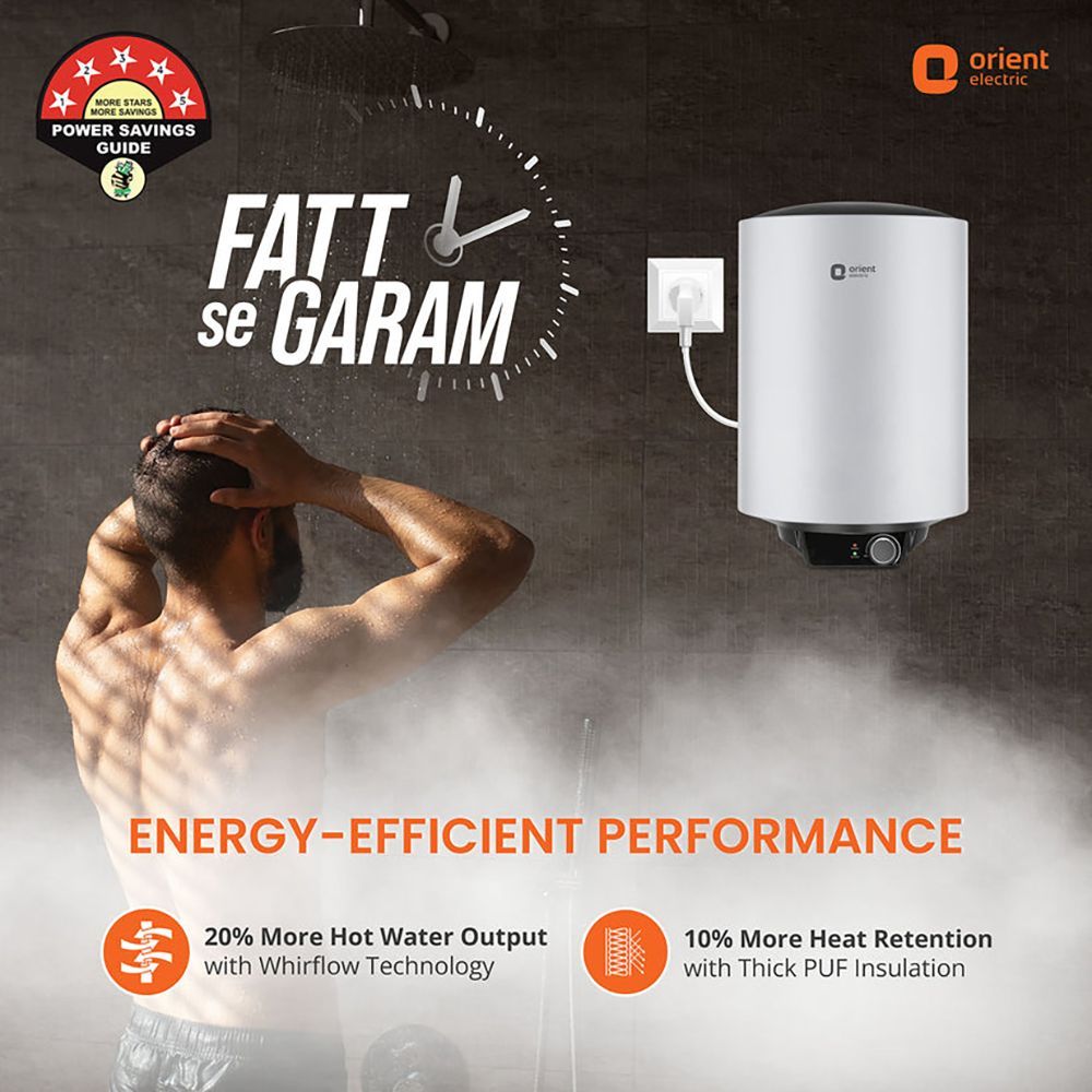 Orient Maverick 6 Litres 5 Star Vertical Storage Geyser with Longer Heat Retention (Grey)_14