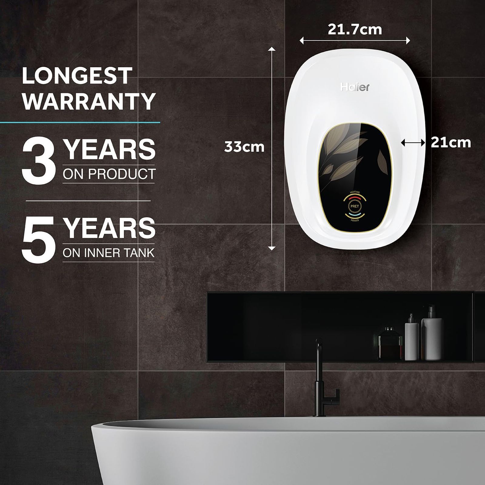 Haier EI3V-PRET 3 Litre Vertical Instant Geyser with TTS Technology (White)_9