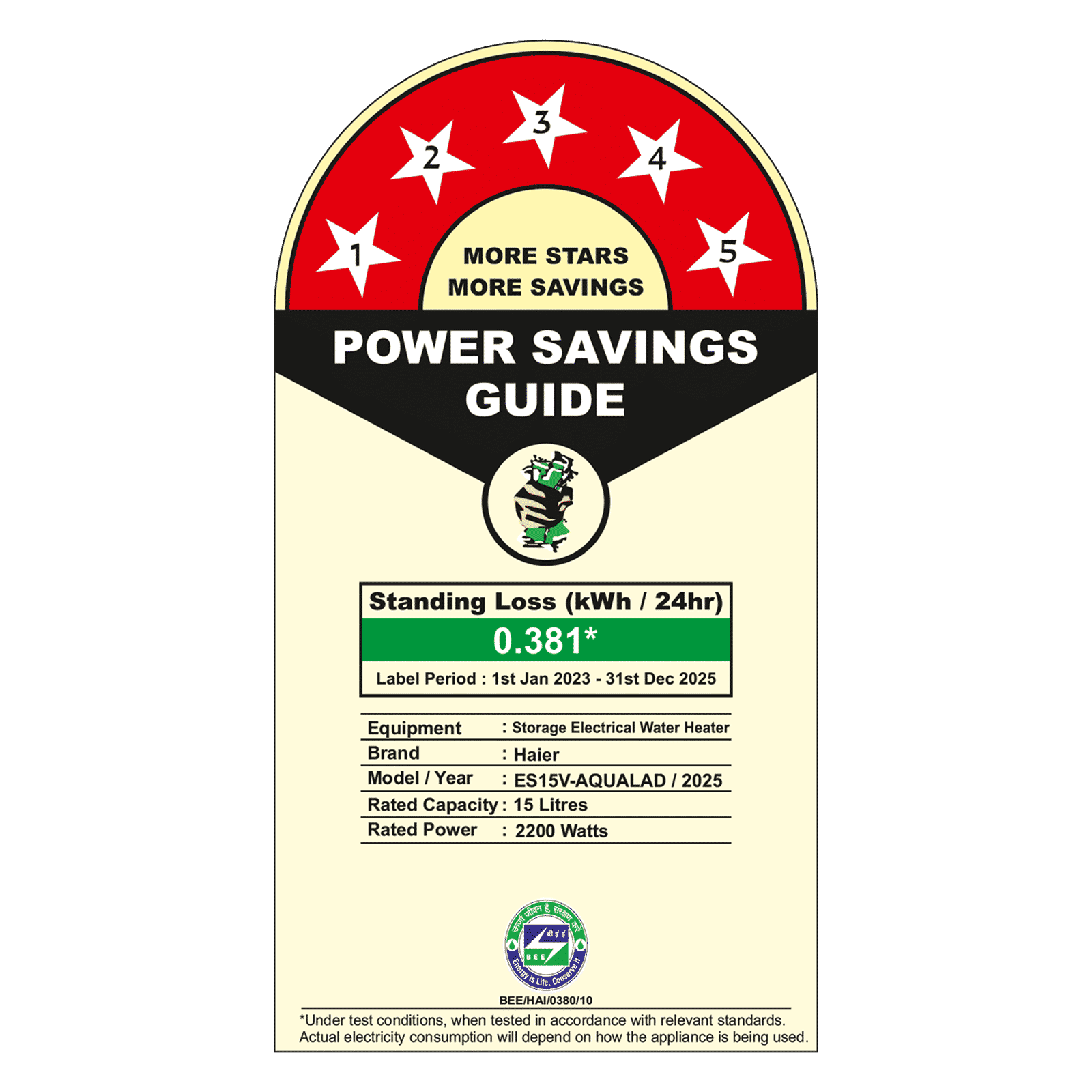 Haier ES15V-AQUALAD 15 Litre 5 Star Vertical Storage Geyser with Bacteria Proof System (Black)_4