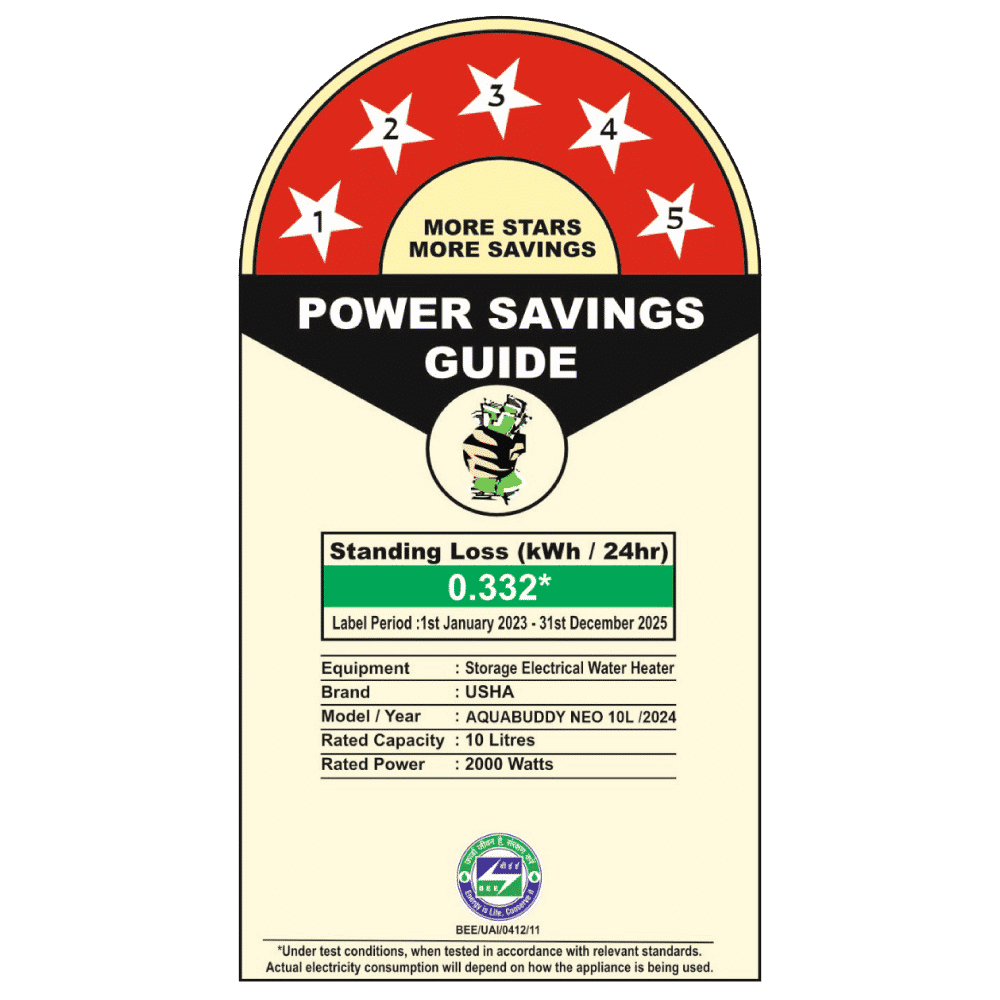 USHA Aqua Buddy Neo Plus 10 Litre 5 Star Vertical Storage Geyser with Whirl Flow Technology (Blue & White)_2