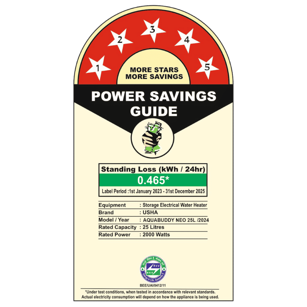 USHA Aqua Buddy Neo Plus 25 Litre 5 Star Vertical Storage Geyser with Whirl Flow Technology (Blue & White)_2