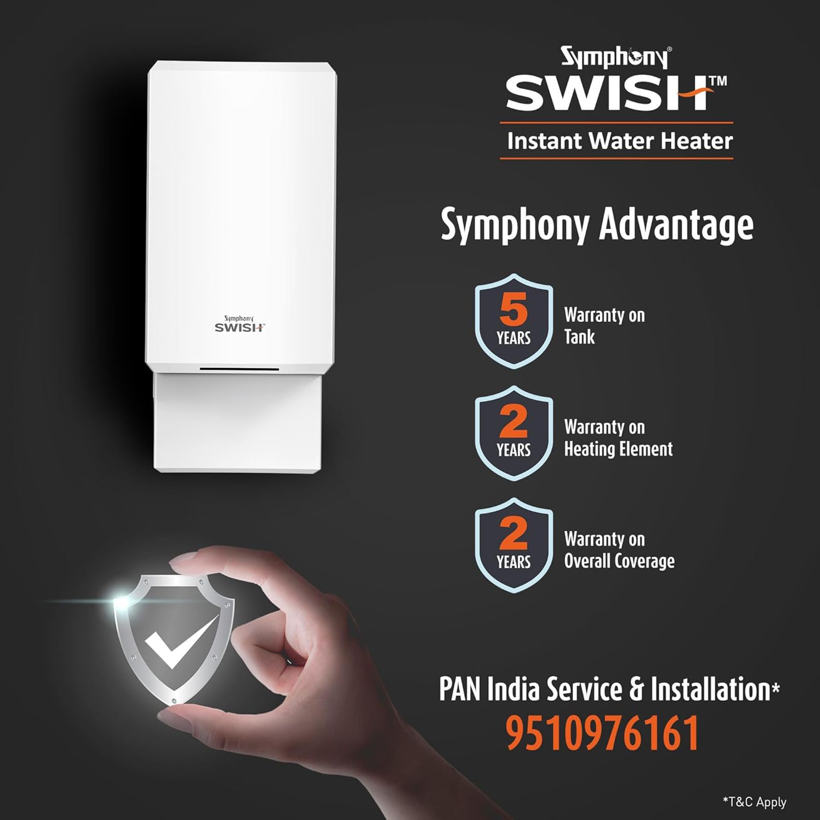 Symphony Swish 3 Litre Vertical Instant Geyser With Overheat Protection (White)_6