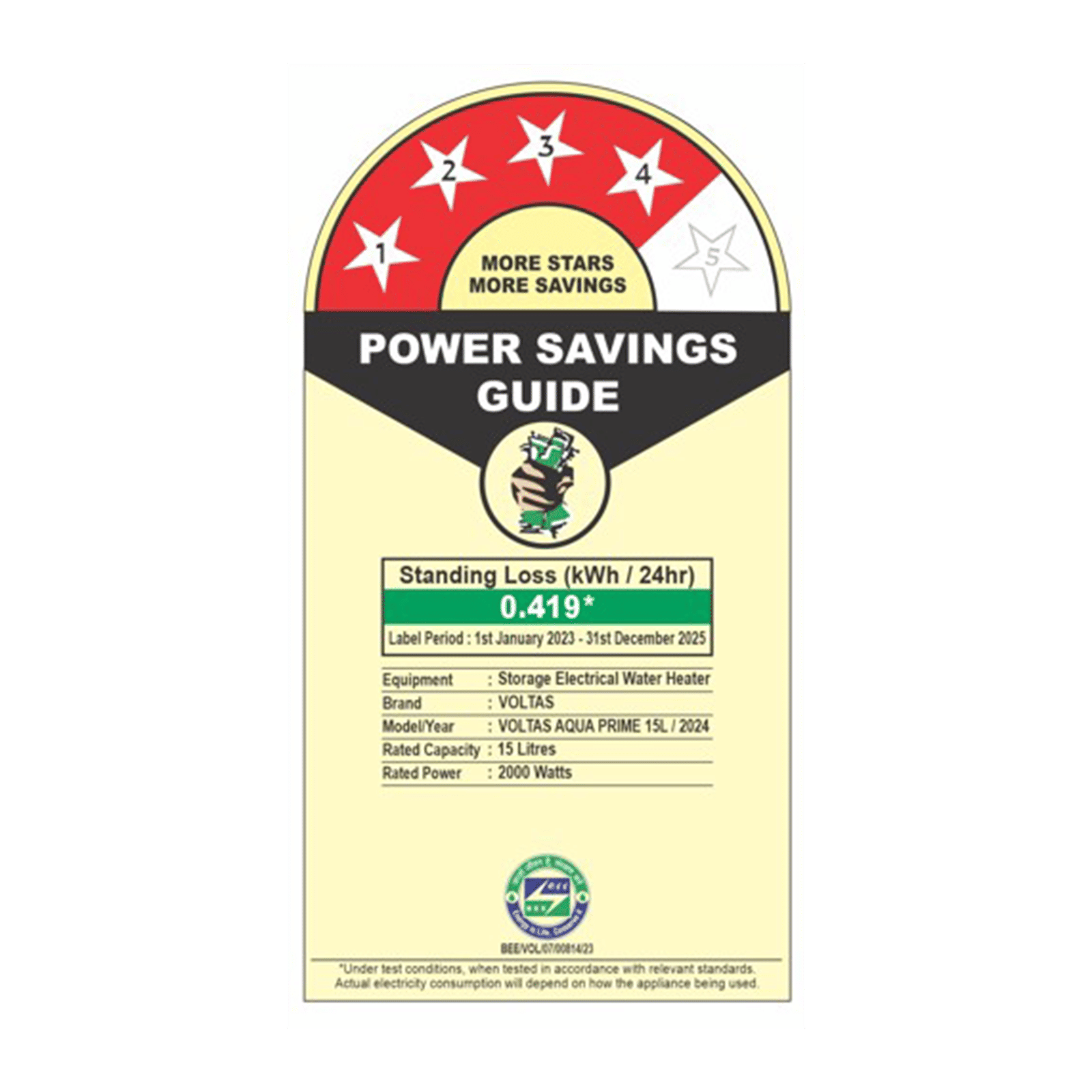 Voltas Aqua Prime 15 Litre 4 Star Vertical Storage Geyser with Quartzline Technology  (White) _2