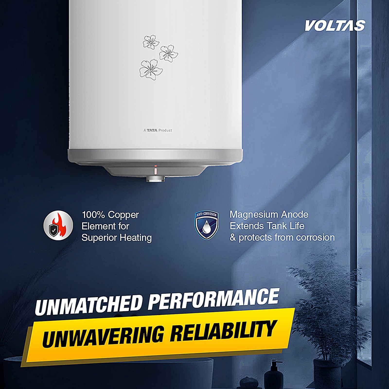 Voltas Aqua Prime 15 Litre 4 Star Vertical Storage Geyser with Quartzline Technology  (White) _6