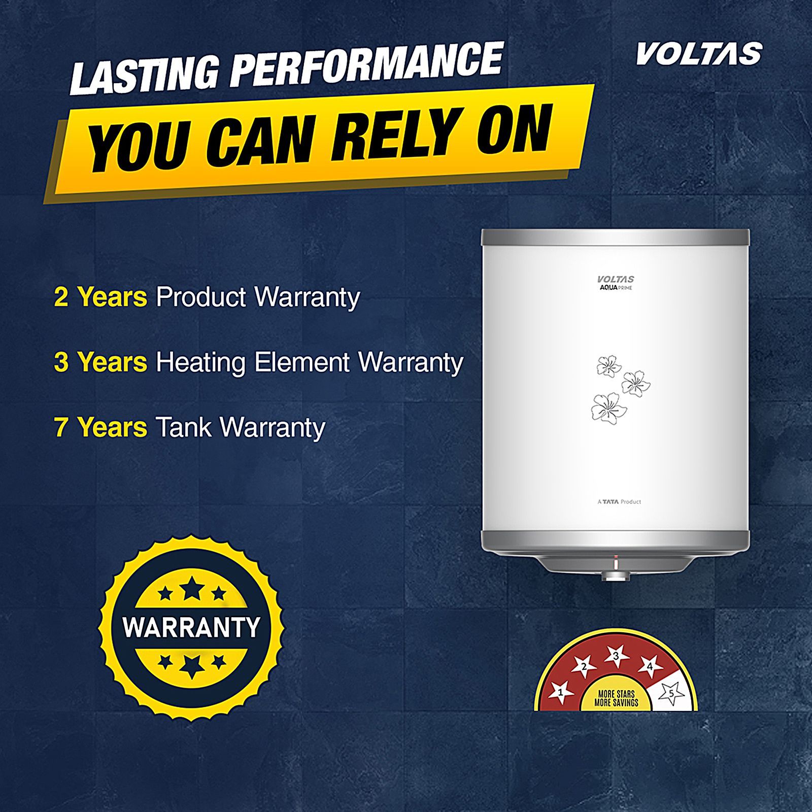 Voltas Aqua Prime 15 Litre 4 Star Vertical Storage Geyser with Quartzline Technology  (White) _8