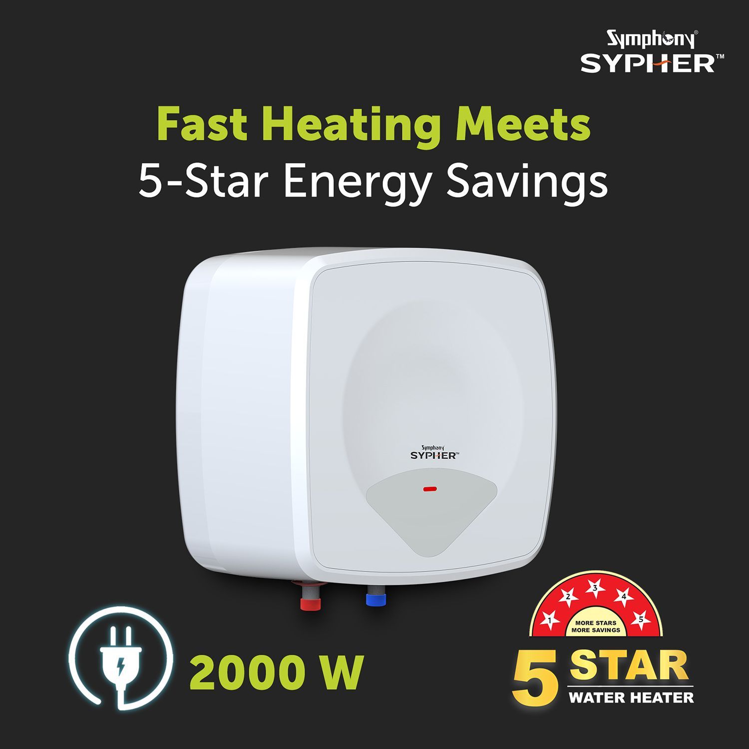 Symphony Sypher 15 Litre 5 Star Vertical Storage Geyser with Safety Valve (White) Symphony Sypher 15 Litre 5 Star Vertical Storage Geyser with Safety Valve (White)_7