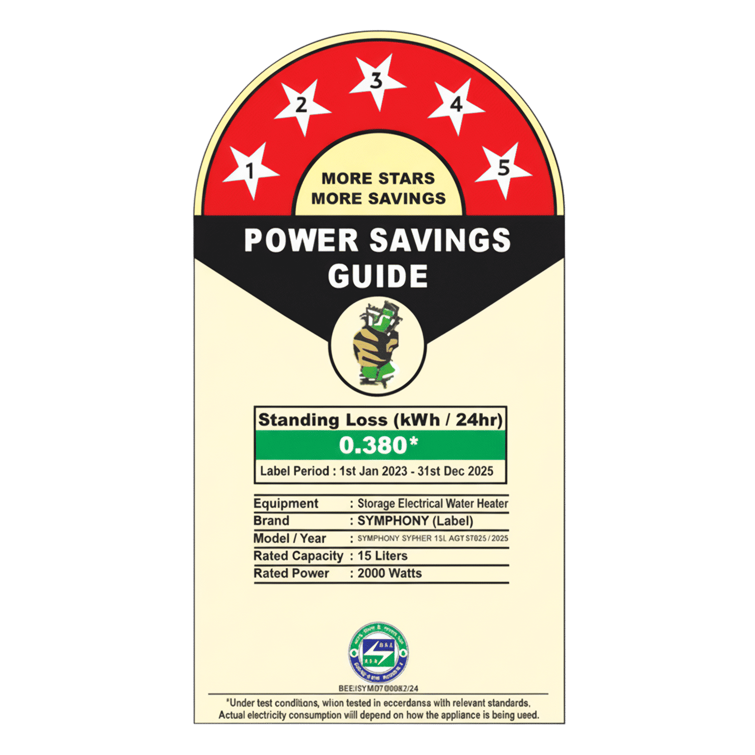 Symphony Sypher 15 Litre 5 Star Vertical Storage Geyser with Safety Valve (White) Symphony Sypher 15 Litre 5 Star Vertical Storage Geyser with Safety Valve (White)_2