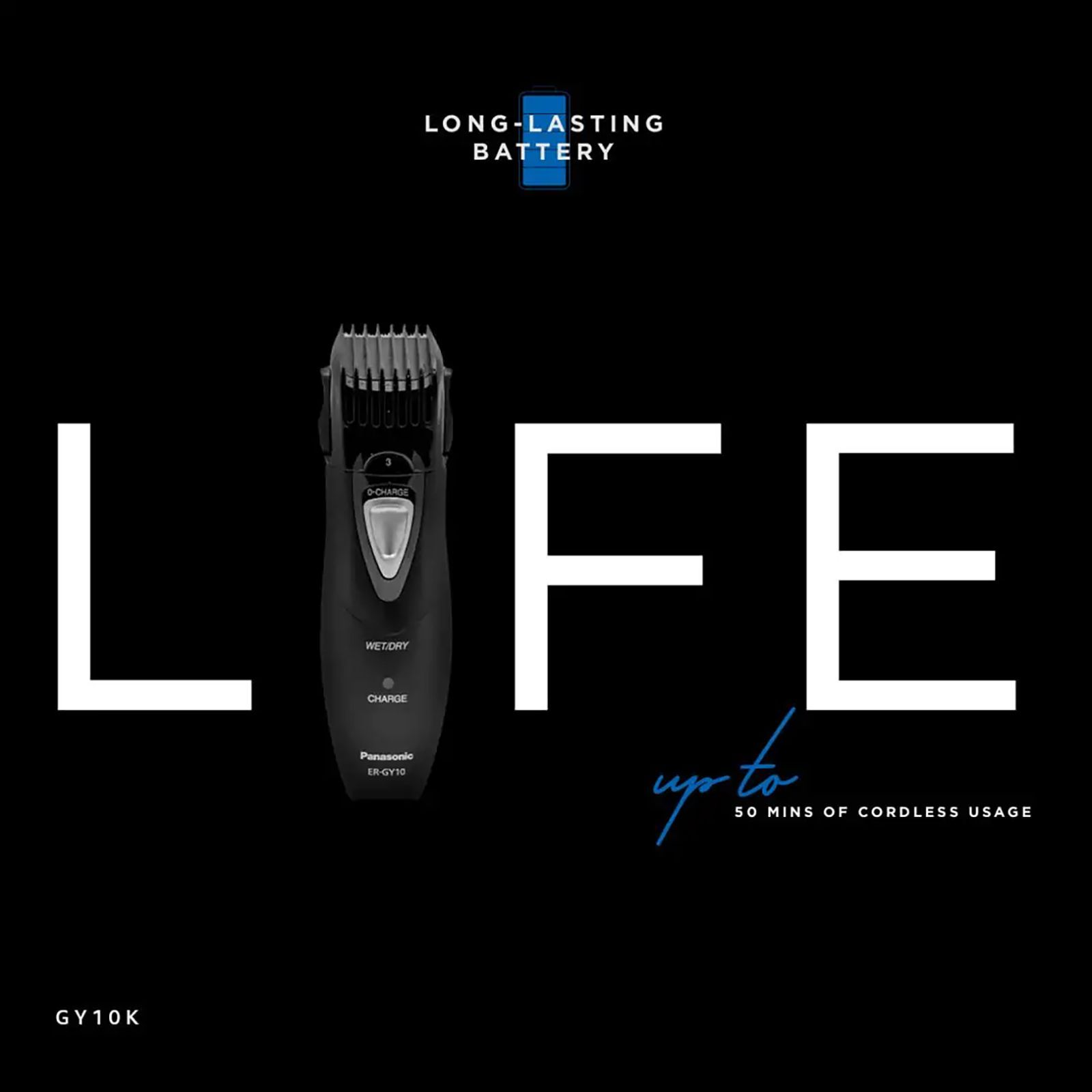 Panasonic ER-GY10 6-in-1 Rechargeable Cordless Grooming Kit for Hair, Beard, Body & Intimate Areas for Men (50mins Runtime, Japanese Blade Technology, Black) Panasonic ER-GY10 6-in-1 Rechargeable Cordless Grooming Kit for Hair, Beard, Body & Intimate Areas for Men (50mins Runtime, Japanese Blade Technology, Black)_8