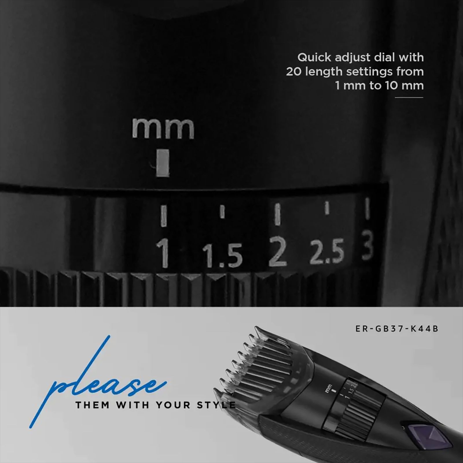 Panasonic ER-GB37 Rechargeable Corded & Cordless Wet & Dry Trimmer for Body Grooming, Beard & Moustache with 20 Length Settings for Men (50mins Runtime, Japanese Blade Technology, Black & Grey) Panasonic ER-GB37 Rechargeable Corded & Cordless Wet & Dry Trimmer for Body Grooming, Beard & Moustache with 20 Length Settings for Men (50mins Runtime, Japanese Blade Technology, Black & Grey)_8