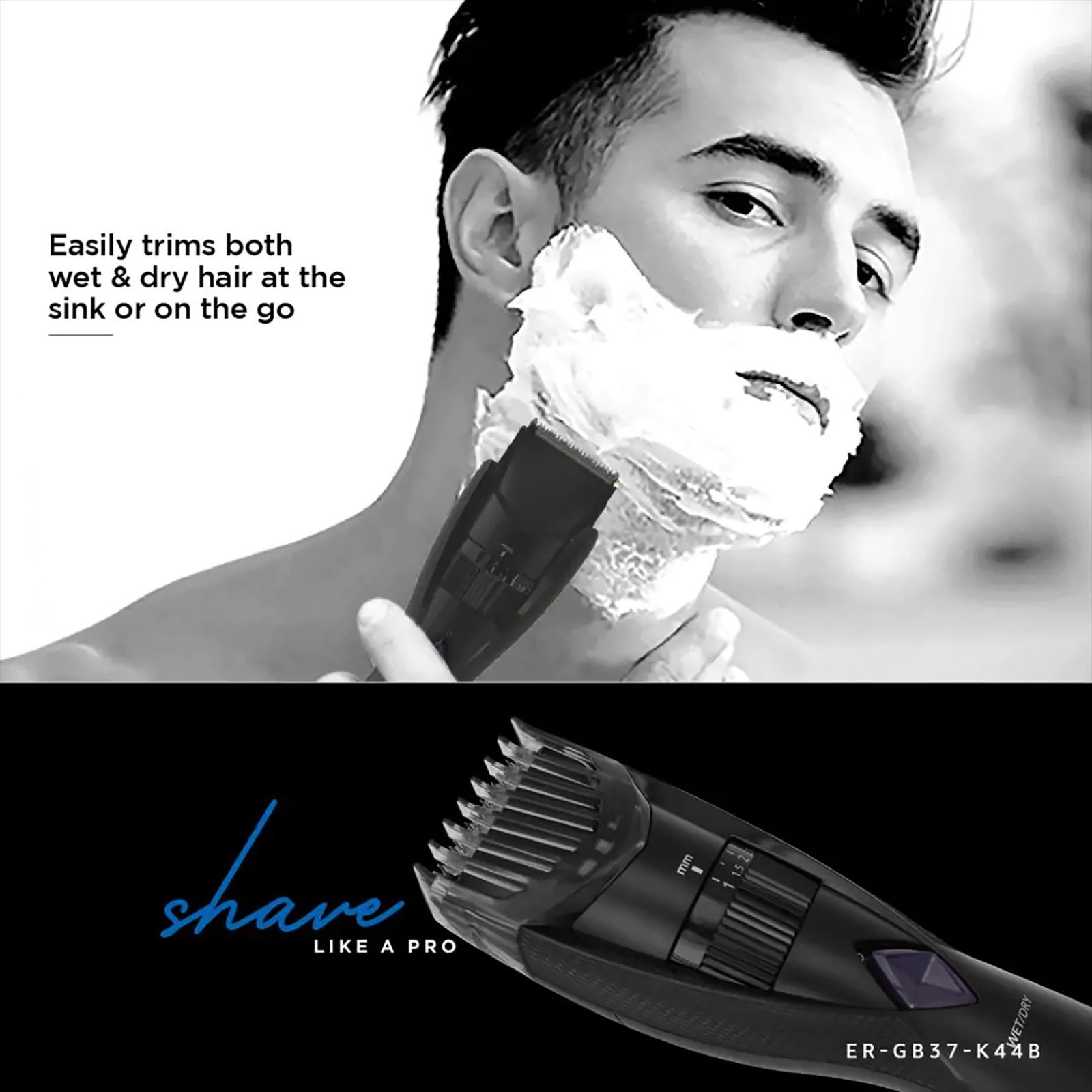 Panasonic ER-GB37 Rechargeable Corded & Cordless Wet & Dry Trimmer for Body Grooming, Beard & Moustache with 20 Length Settings for Men (50mins Runtime, Japanese Blade Technology, Black & Grey) Panasonic ER-GB37 Rechargeable Corded & Cordless Wet & Dry Trimmer for Body Grooming, Beard & Moustache with 20 Length Settings for Men (50mins Runtime, Japanese Blade Technology, Black & Grey)_11