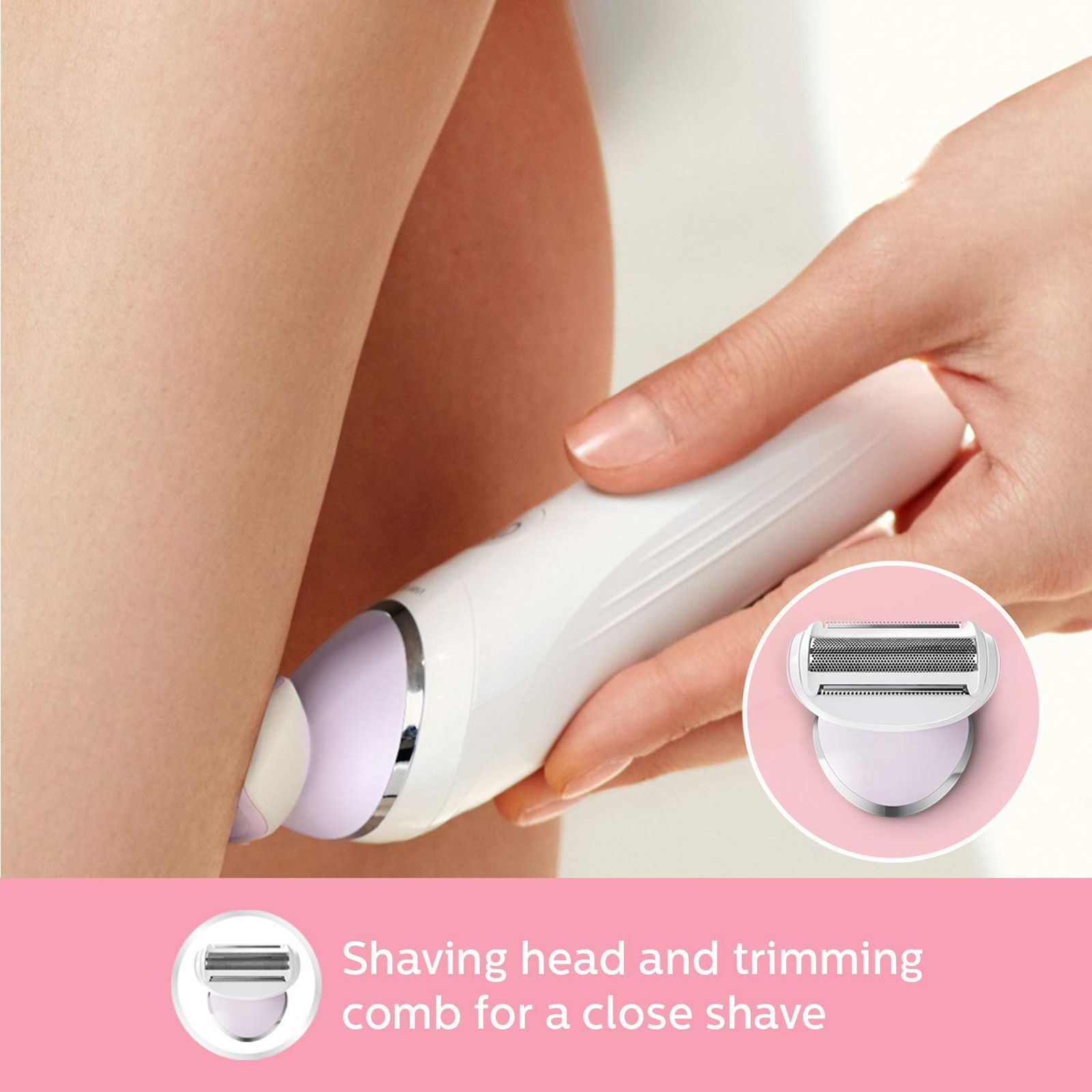 PHILIPS Satinelle Advanced Wet and Dry Epilator for Face and Body with 5 Interchangeable Heads (Washable Heads, White)_14