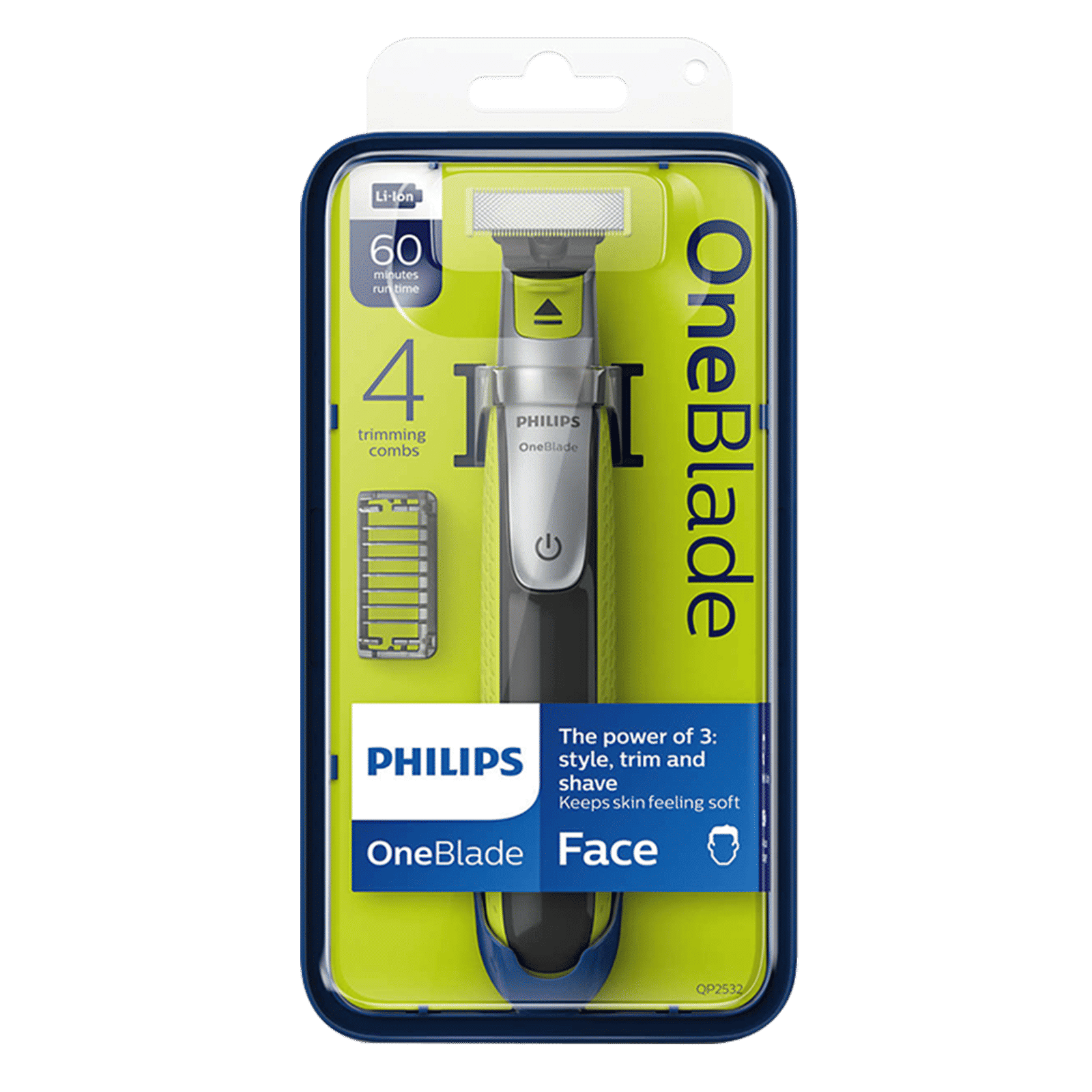 PHILIPS OneBlade Rechargeable Cordless Shaver for Face for Men (60min Runtime, Unique OneBlade Technology, Lime Green & Charcoal Grey)_11