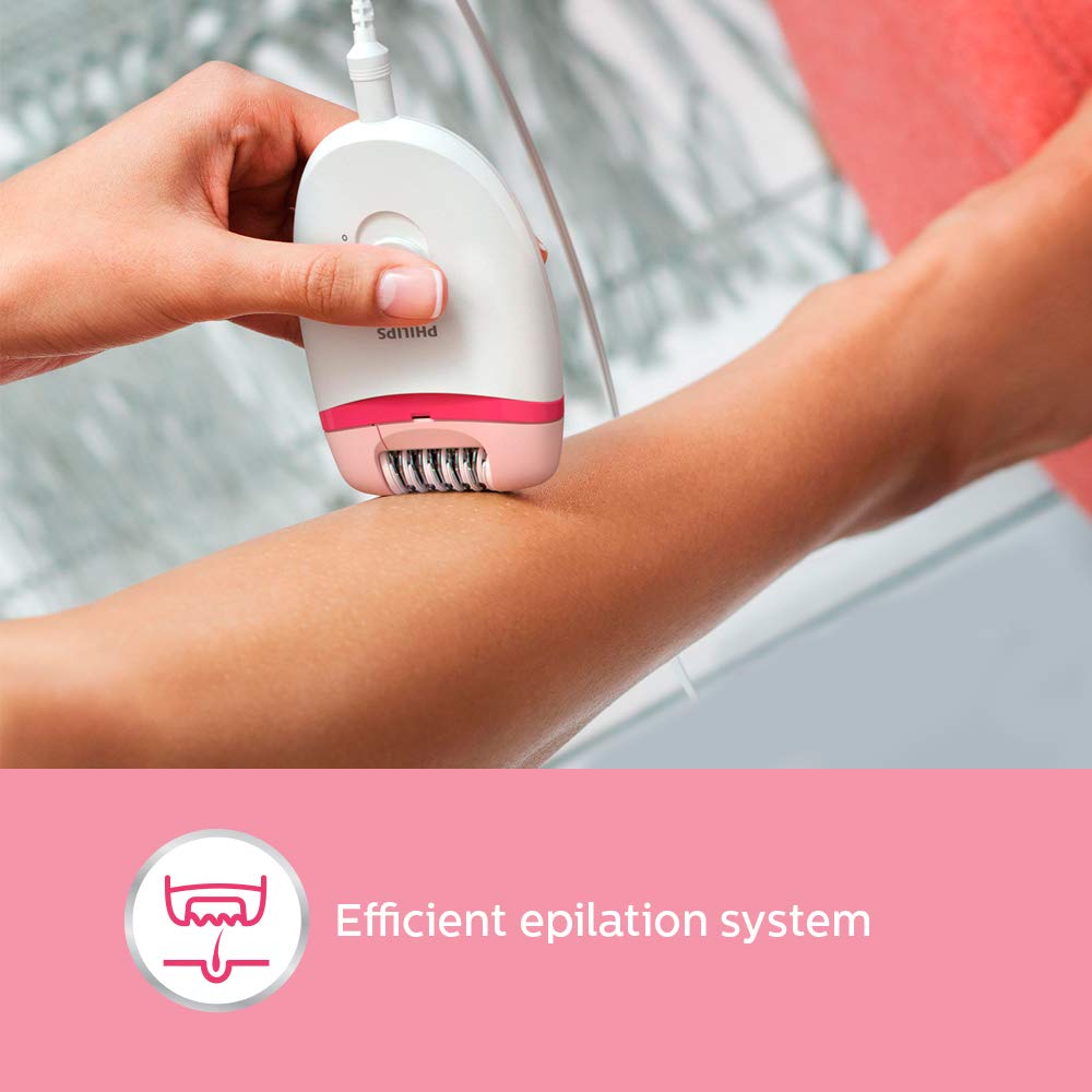 PHILIPS Satinelle Essential Corded Wet & Dry Epilator for Arms, Legs & Intimate Areas (Efficient Epilation System, White & Pink) PHILIPS Satinelle Essential Corded Wet & Dry Epilator for Arms, Legs & Intimate Areas (Efficient Epilation System, White & Pink)_3