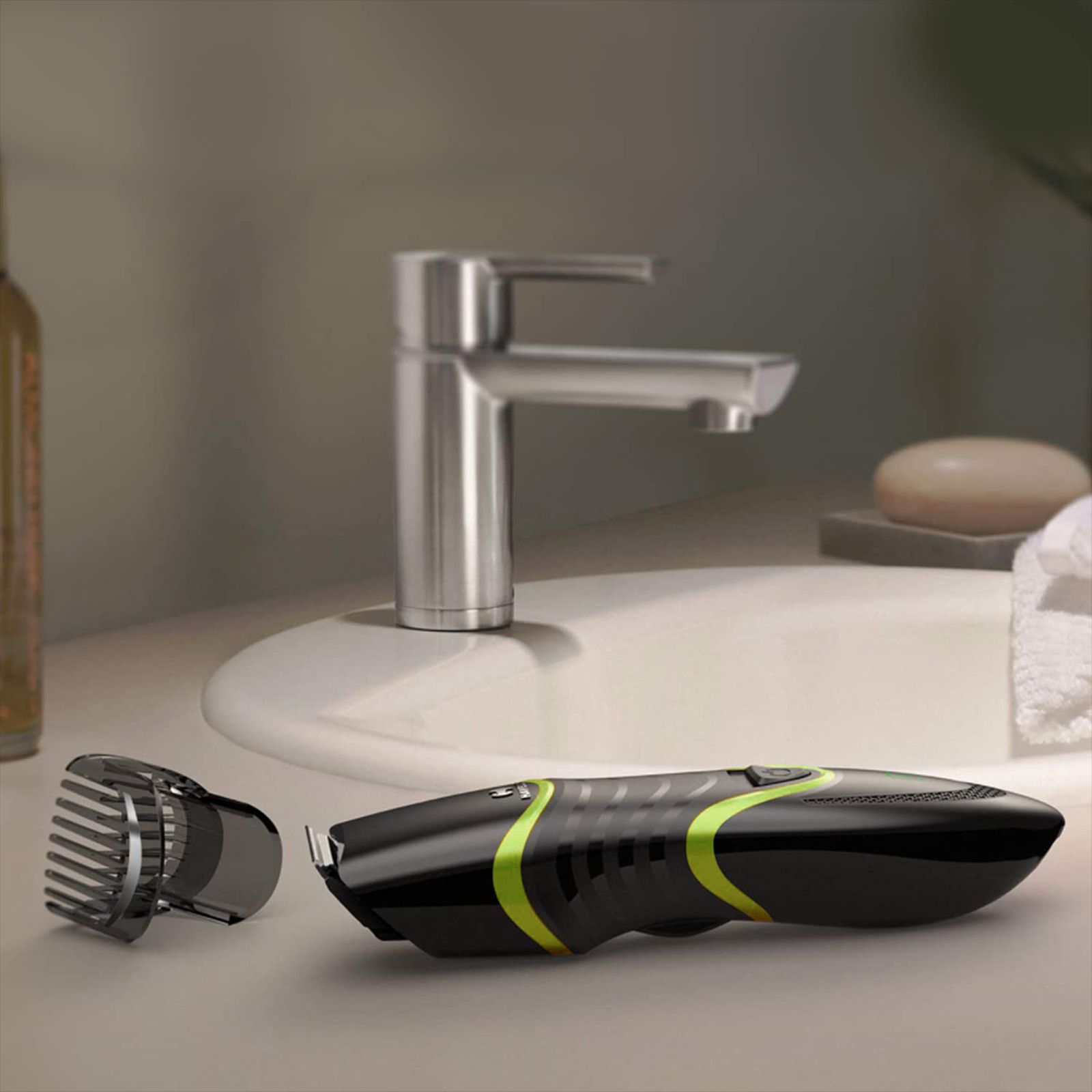 HAVELLS BT9003 Rechargeable Cordless Dry Trimmer for Beard & Moustache with 20 Length Settings for Men (50mins Runtime, Capture Trim Technology, Black & Green)_7