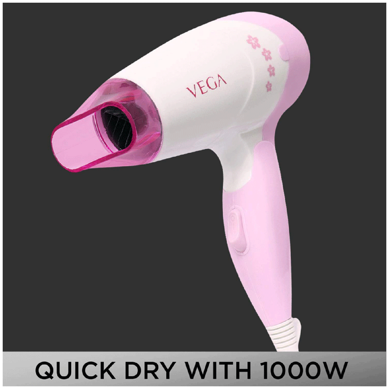 VEGA Insta Glam Hair Dryer with 2 Heat Settings (Overheat Protection, White & Pink)_6