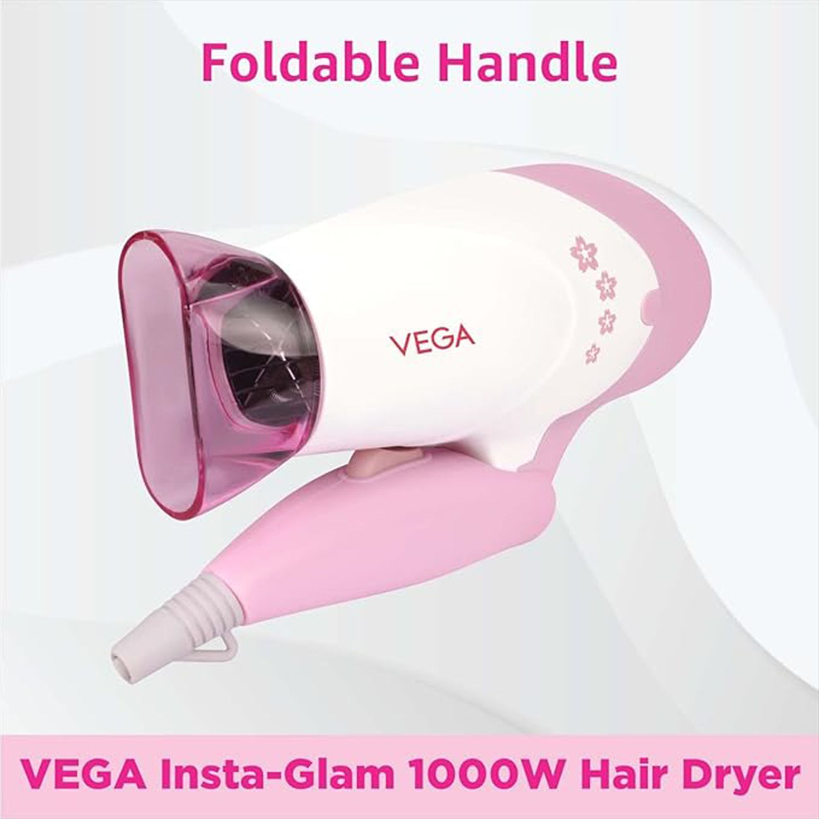 VEGA Insta Glam Hair Dryer with 2 Heat Settings (Overheat Protection, White & Pink)_8