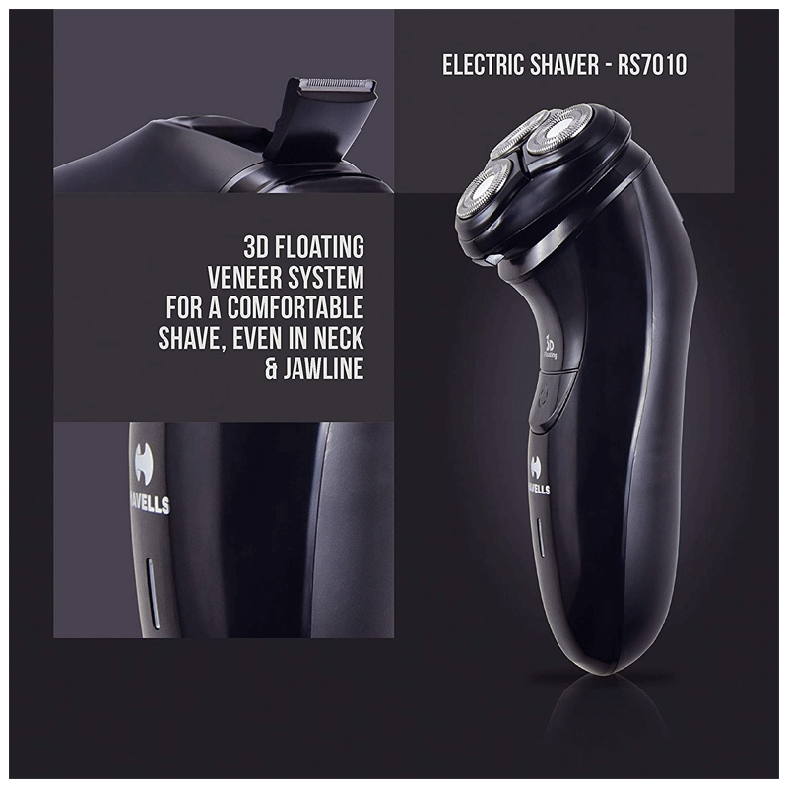 HAVELLS RS7010 Rechargeable Corded & Cordless Shaver for Beard & Moustache for Men (45mins Runtime, Built-in Pop Up Trimmer, Black)_12