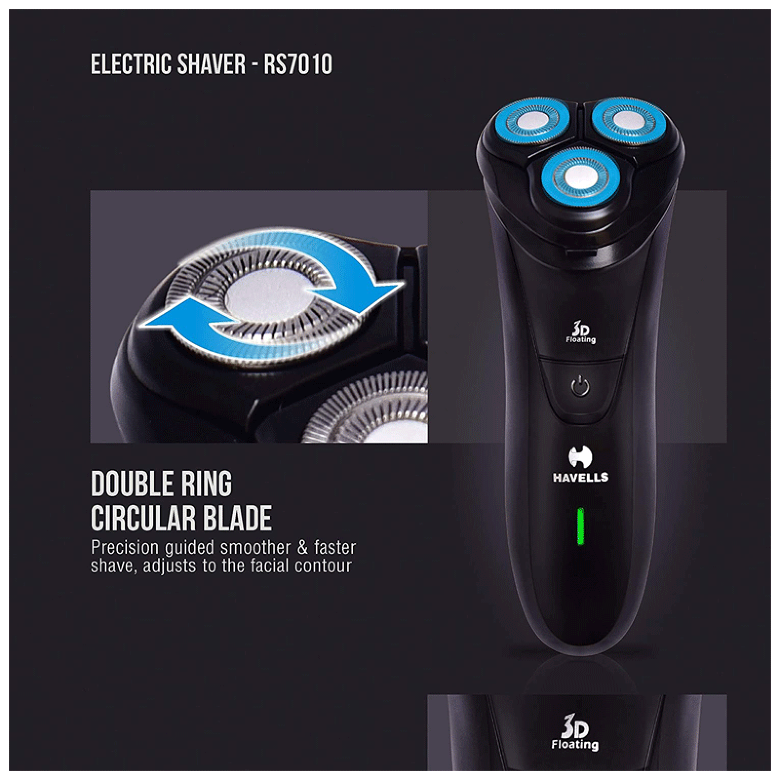 HAVELLS RS7010 Rechargeable Corded & Cordless Shaver for Beard & Moustache for Men (45mins Runtime, Built-in Pop Up Trimmer, Black)_10