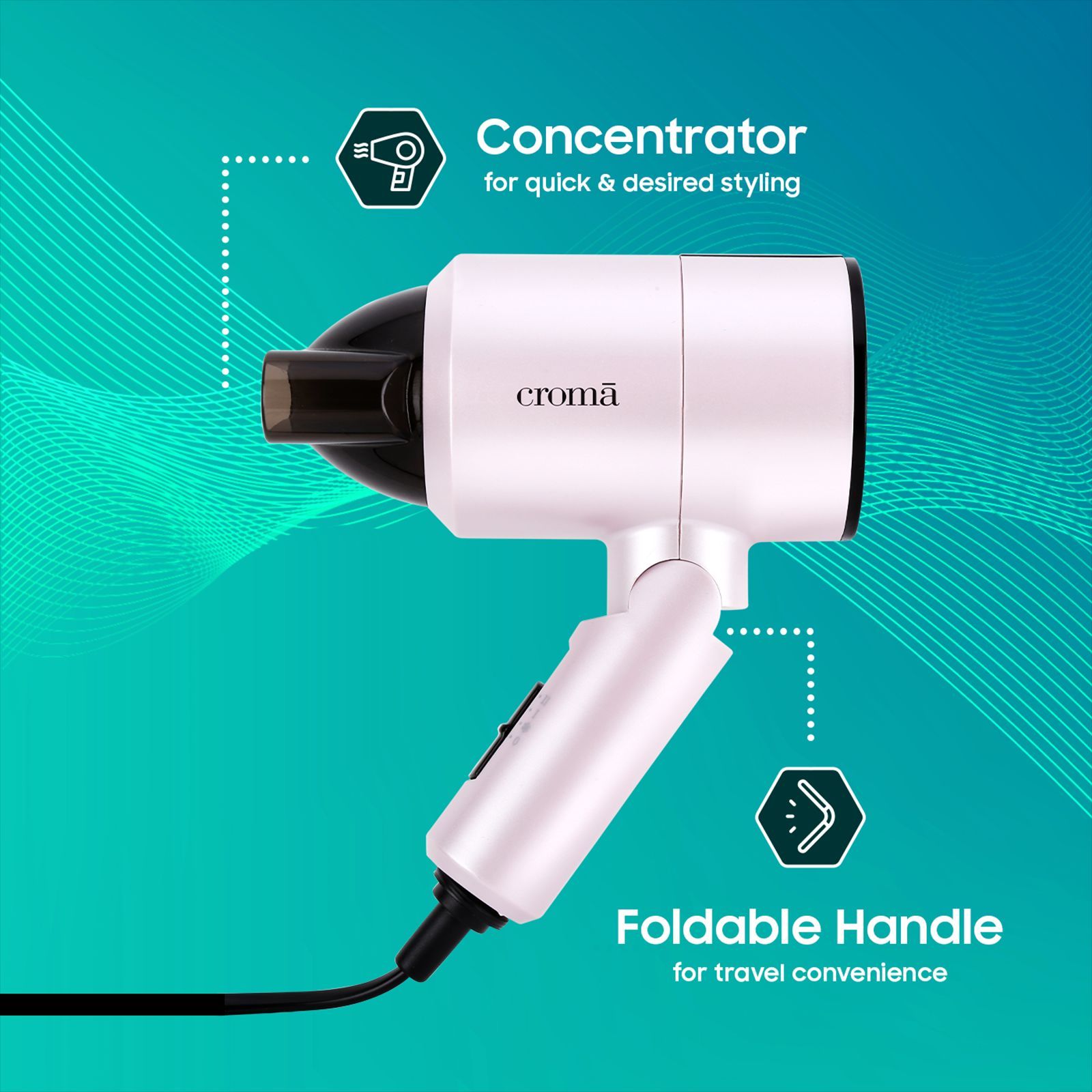Croma Hair Dryer with 3 Heat Settings & Cool Shot (Overheat Protection, Pink)_11