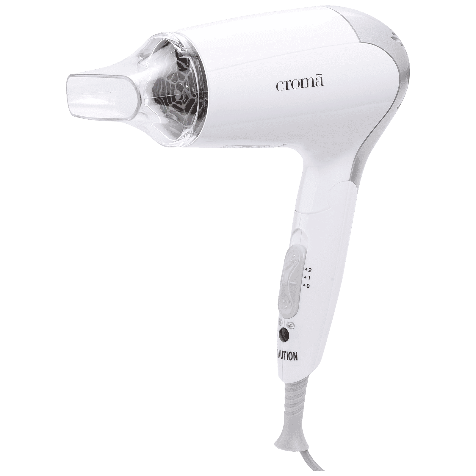 Croma Hair Dryer with 2 Heat Settings (Dual Voltage Knob, White) Croma Hair Dryer with 2 Heat Settings (Dual Voltage Knob, White)_1