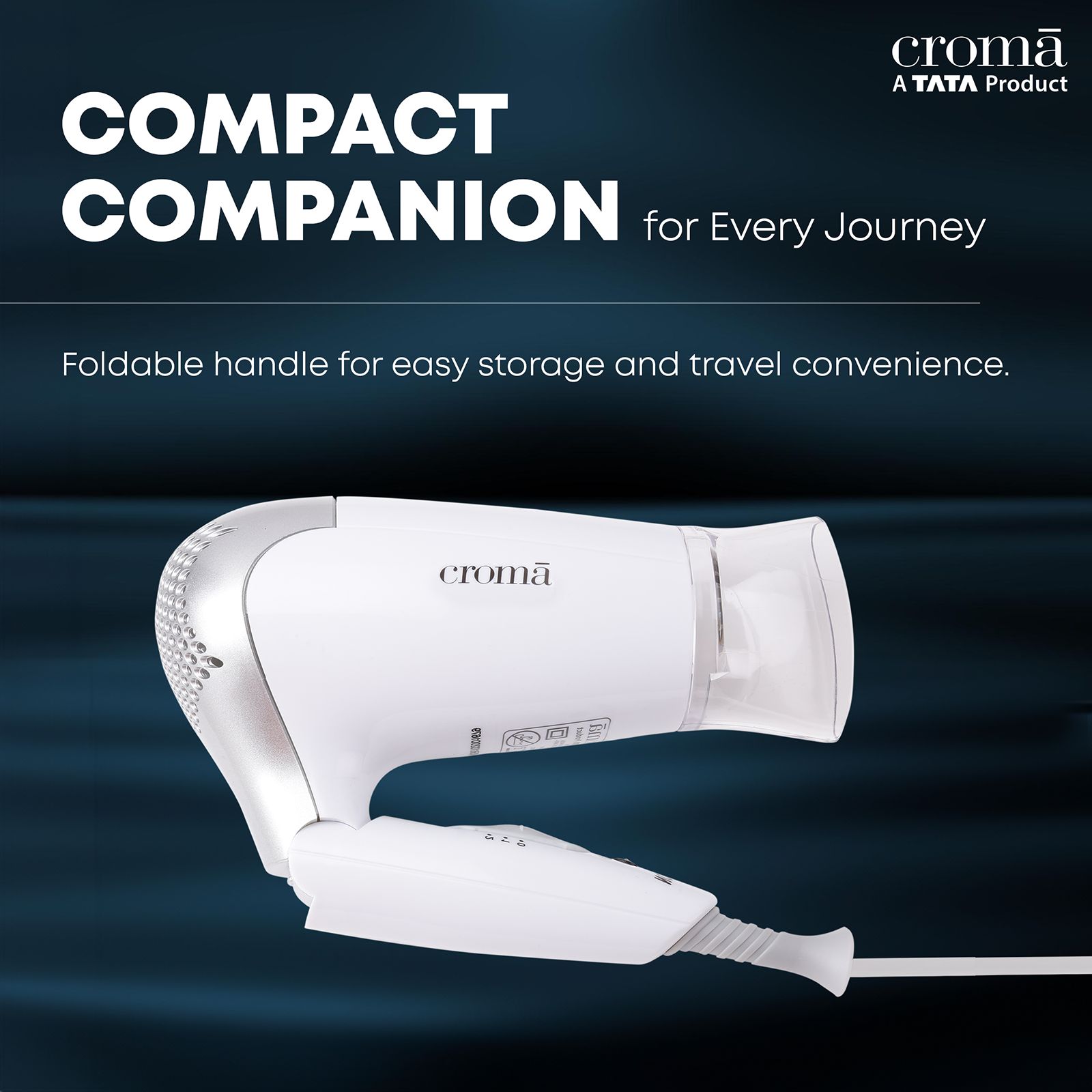 Croma Hair Dryer with 2 Heat Settings (Dual Voltage Knob, White) Croma Hair Dryer with 2 Heat Settings (Dual Voltage Knob, White)_6