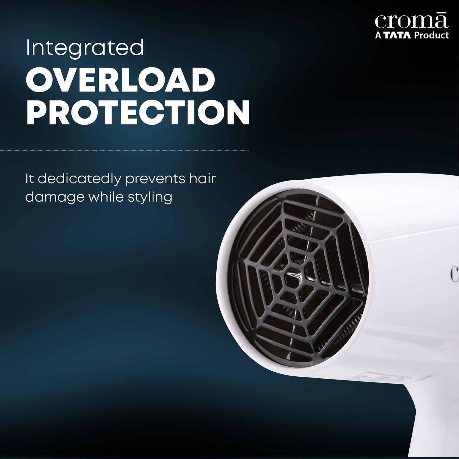 Croma Hair Dryer with 2 Heat Settings (Dual Voltage Knob, White) Croma Hair Dryer with 2 Heat Settings (Dual Voltage Knob, White)_7