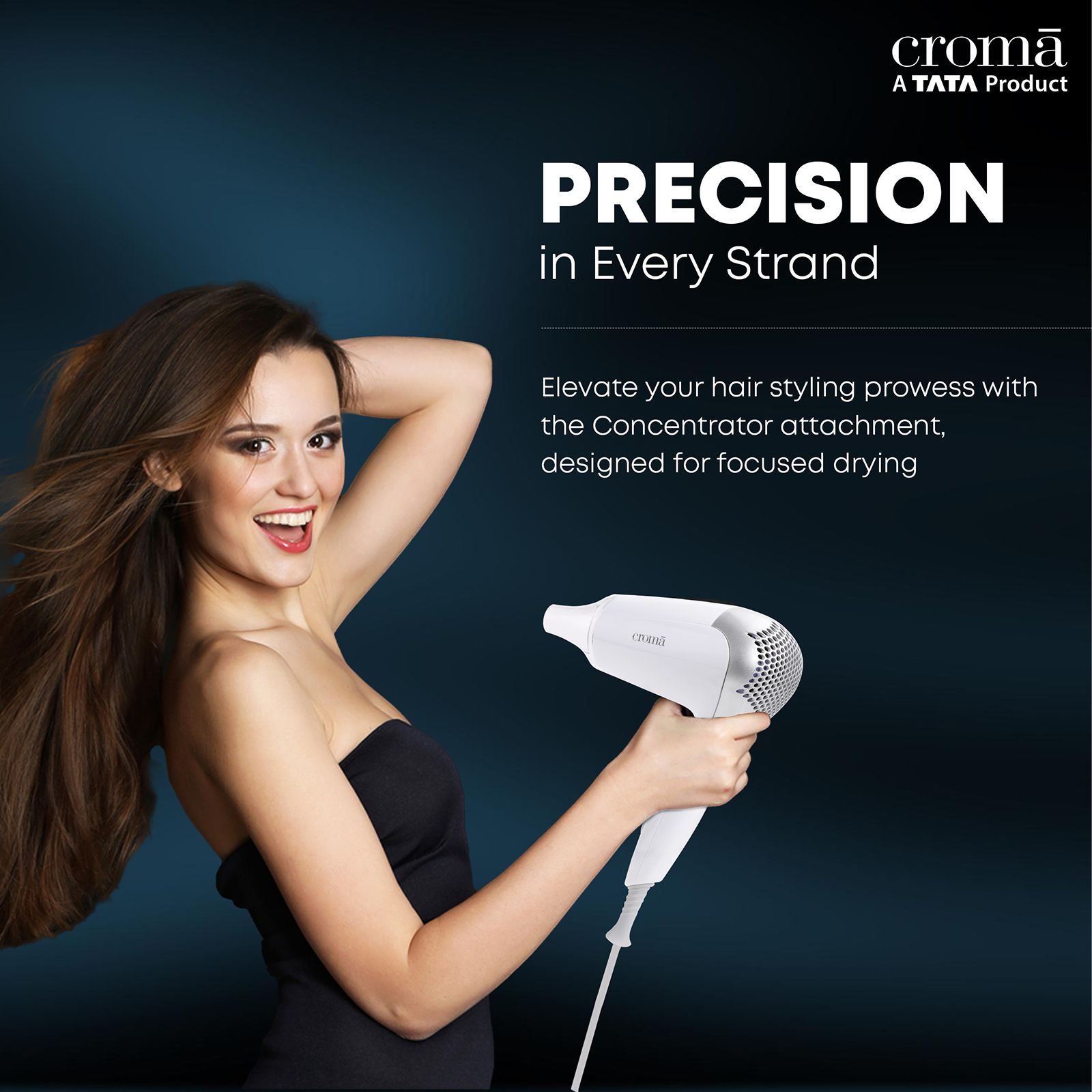 Croma Hair Dryer with 2 Heat Settings (Dual Voltage Knob, White) Croma Hair Dryer with 2 Heat Settings (Dual Voltage Knob, White)_8