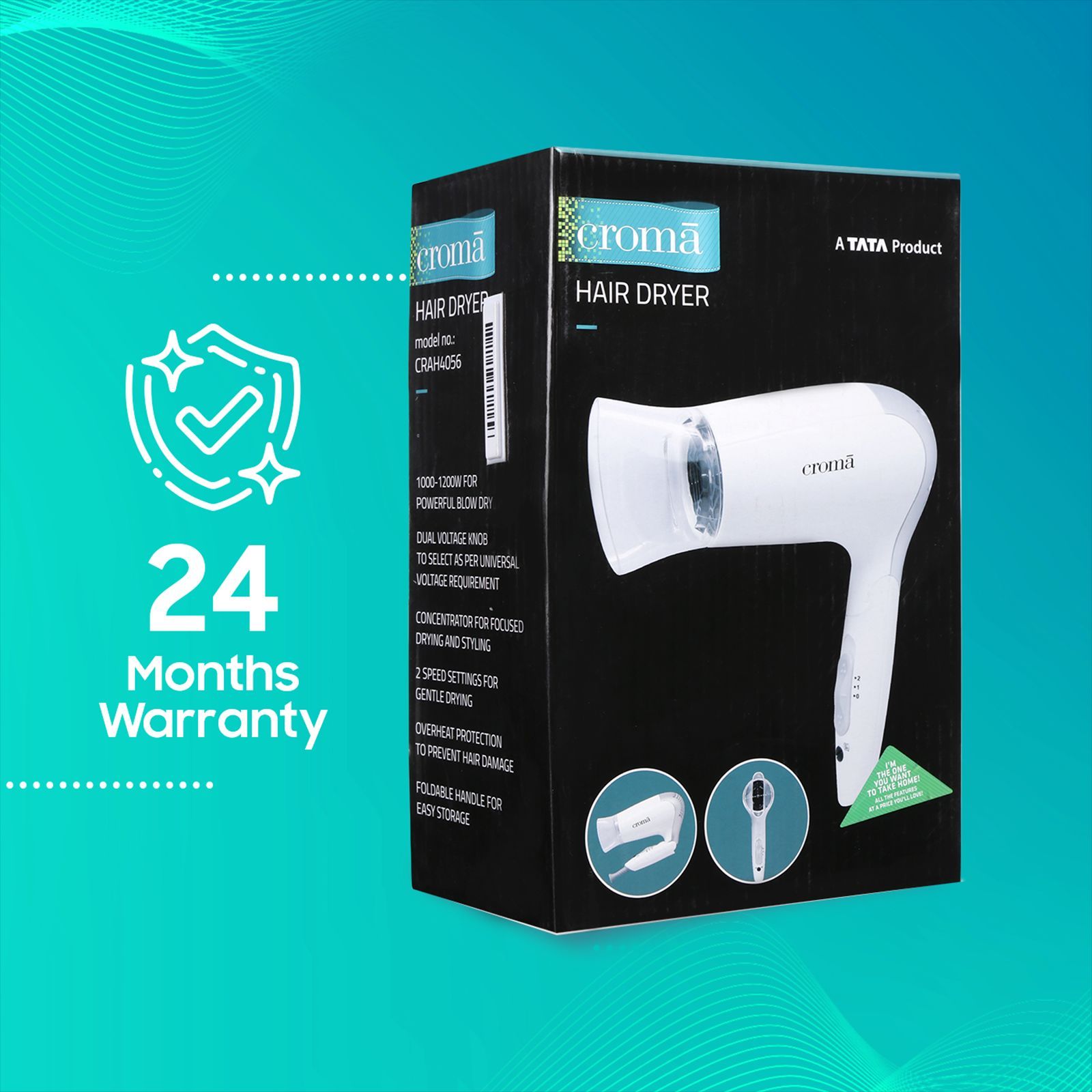 Croma Hair Dryer with 2 Heat Settings (Dual Voltage Knob, White) Croma Hair Dryer with 2 Heat Settings (Dual Voltage Knob, White)_12