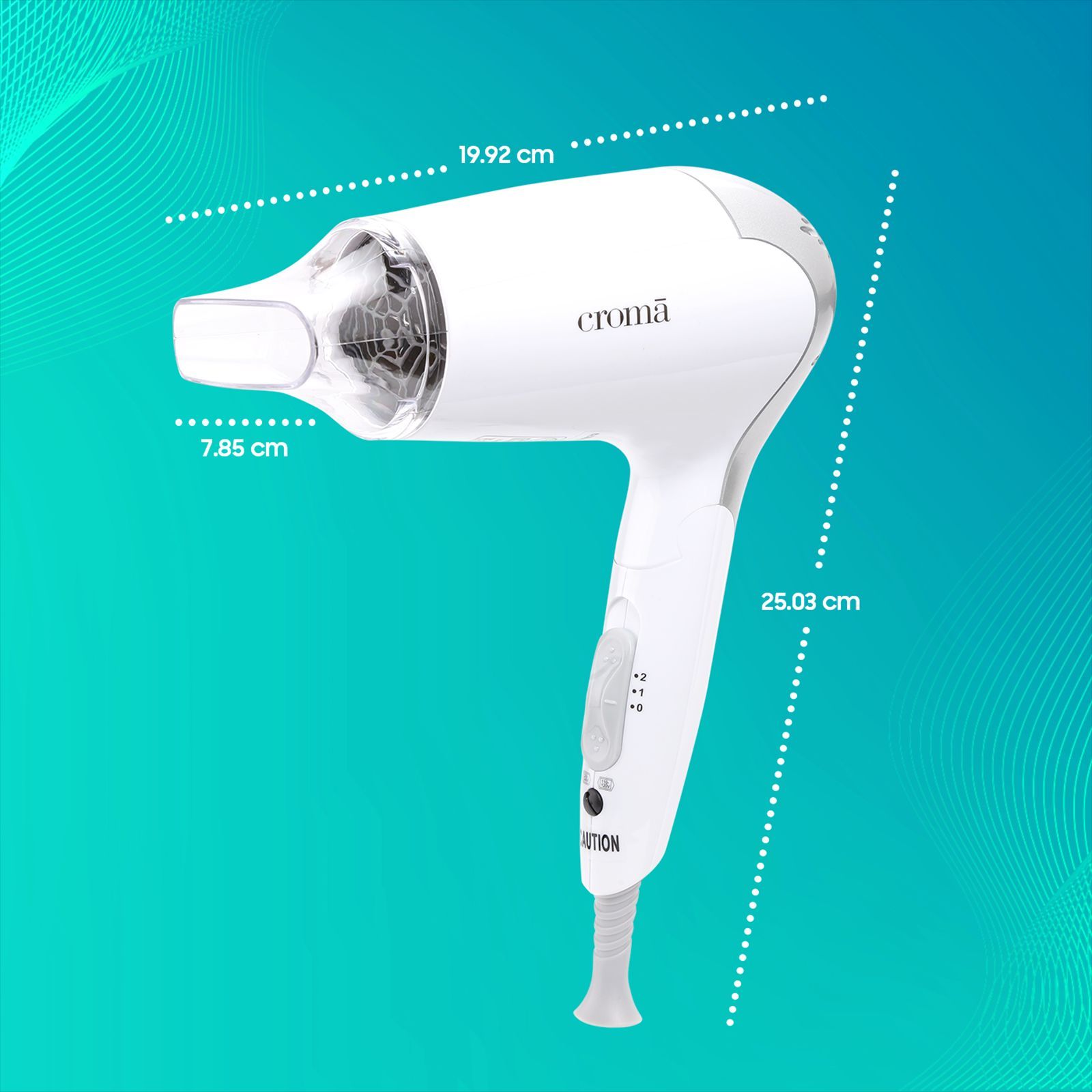 Croma Hair Dryer with 2 Heat Settings (Dual Voltage Knob, White) Croma Hair Dryer with 2 Heat Settings (Dual Voltage Knob, White)_15